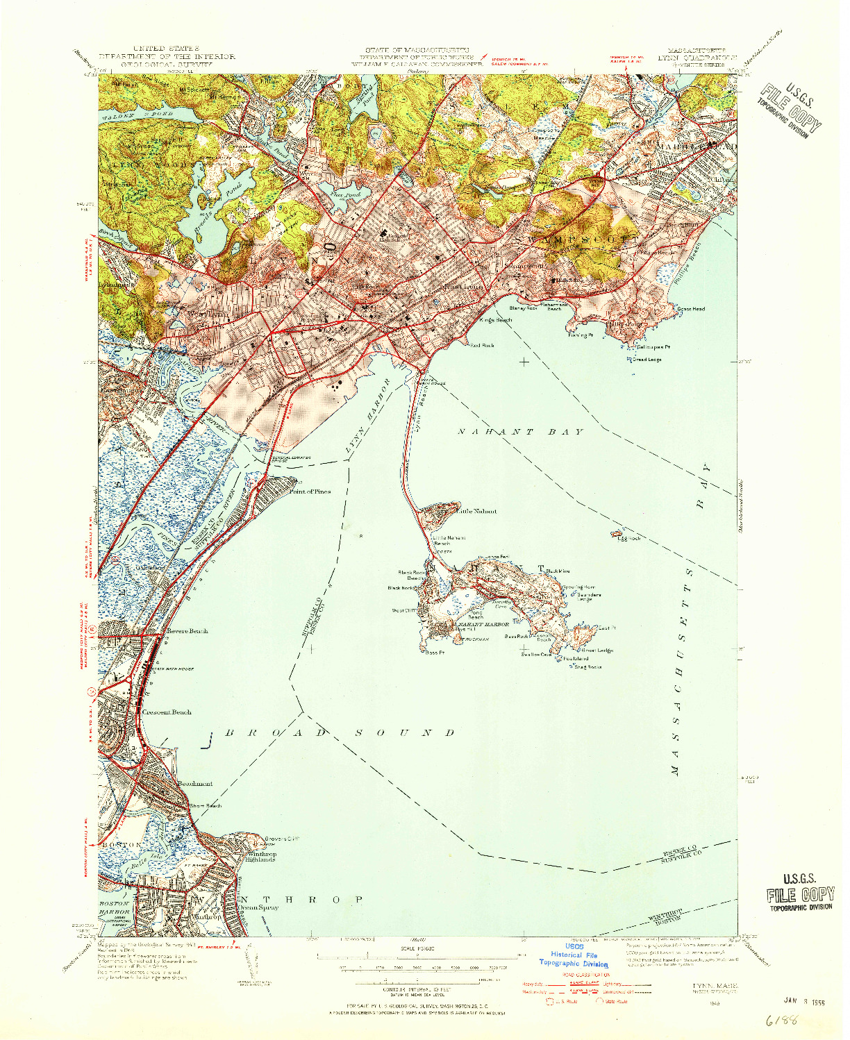 USGS 1:31680-SCALE QUADRANGLE FOR LYNN, MA 1949