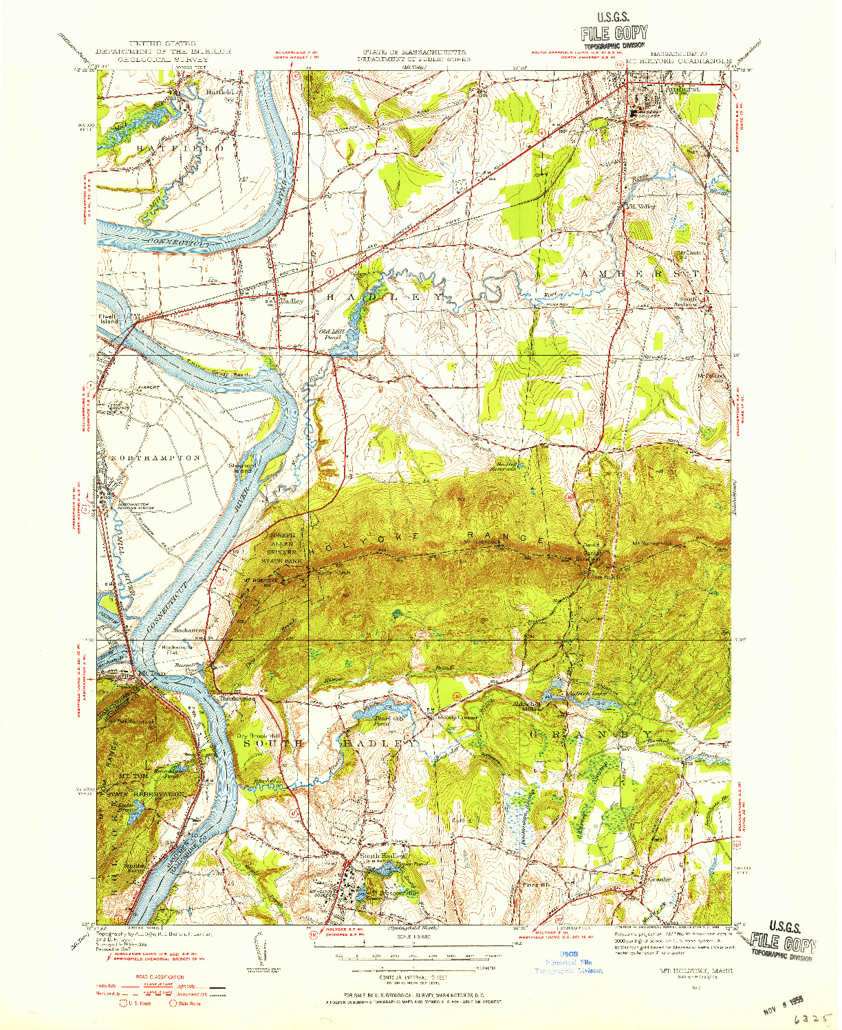 USGS 1:31680-SCALE QUADRANGLE FOR MT HOLYOKE, MA 1947