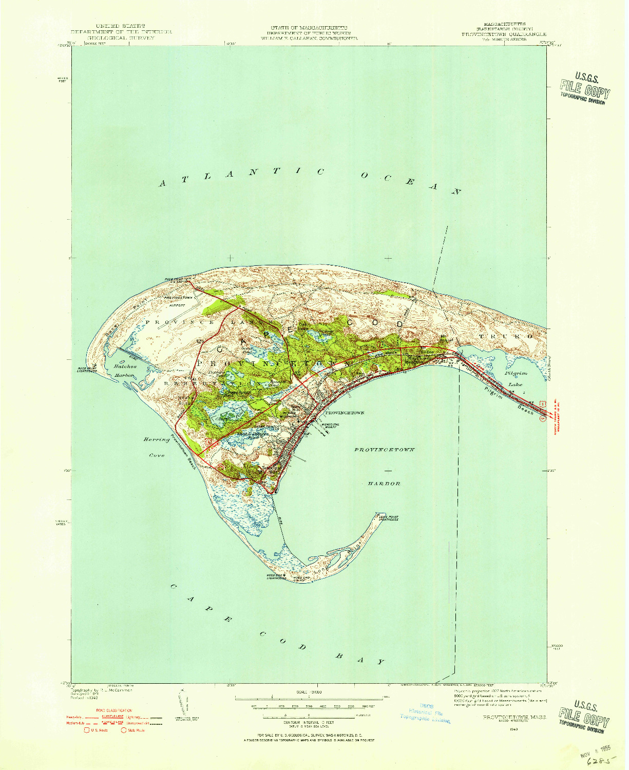 USGS 1:31680-SCALE QUADRANGLE FOR PROVINCETOWN, MA 1949