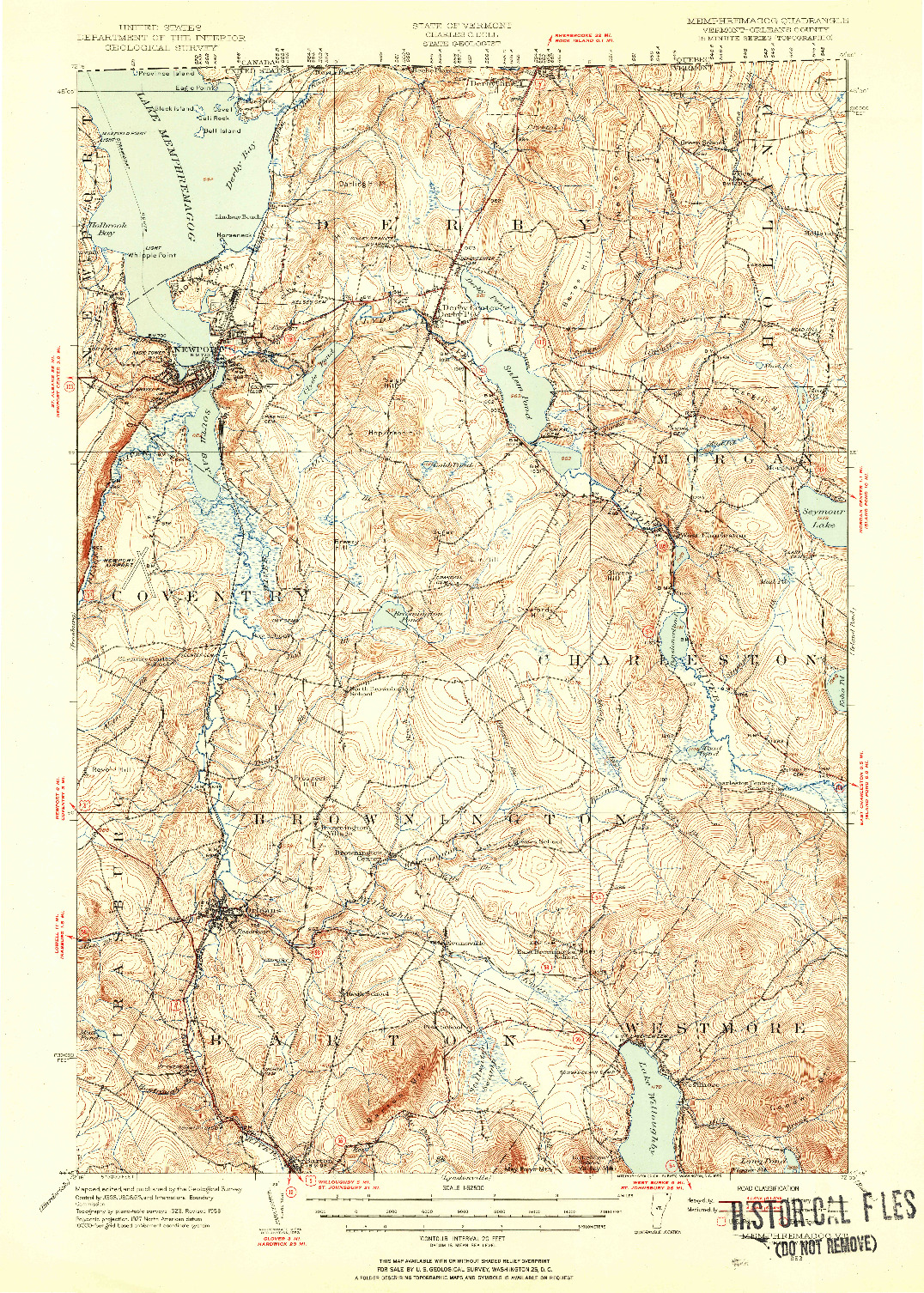 USGS 1:62500-SCALE QUADRANGLE FOR MEMPHREMAGOG, VT 1953