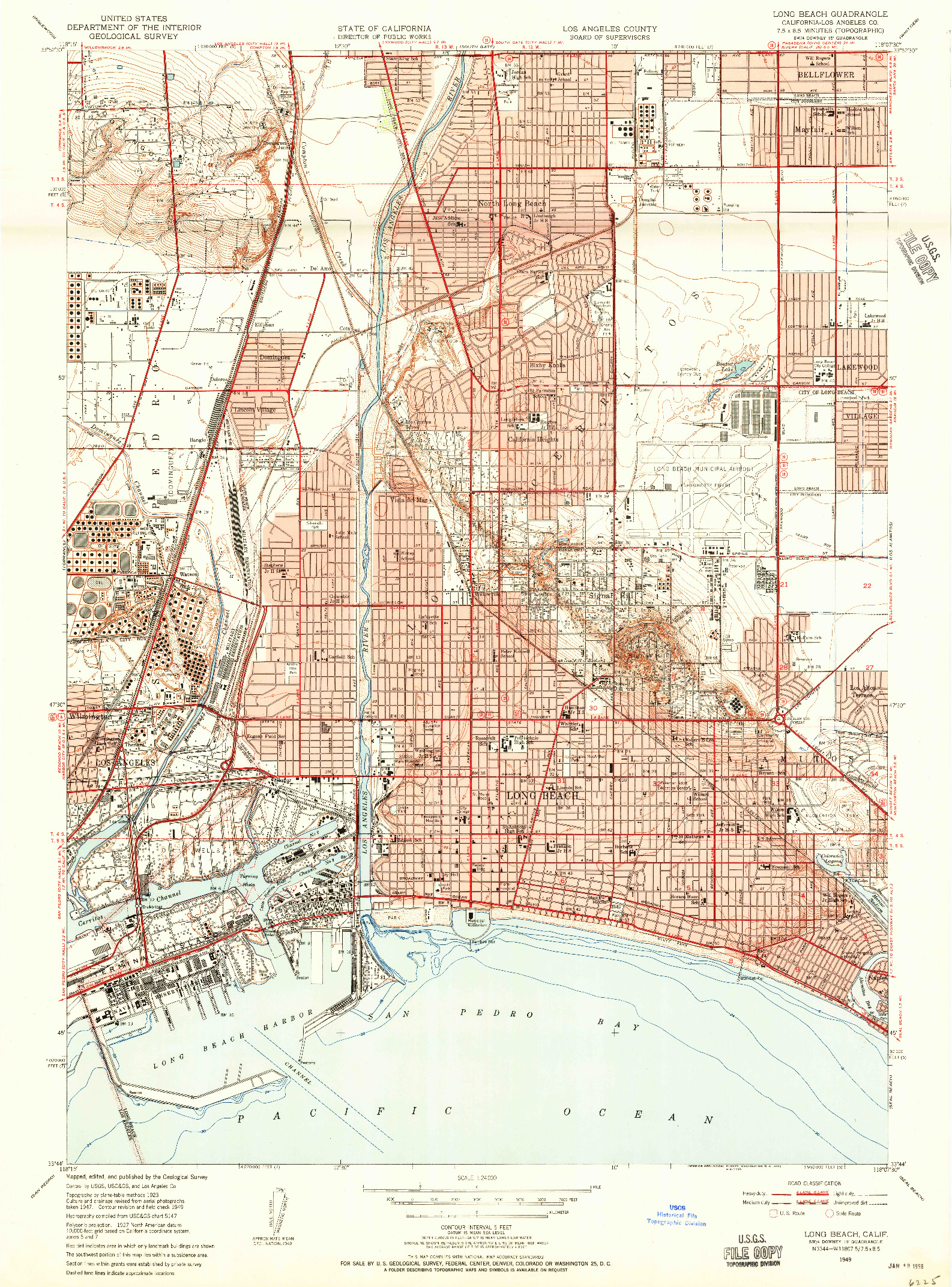 USGS 1:24000-SCALE QUADRANGLE FOR LONG BEACH, CA 1949