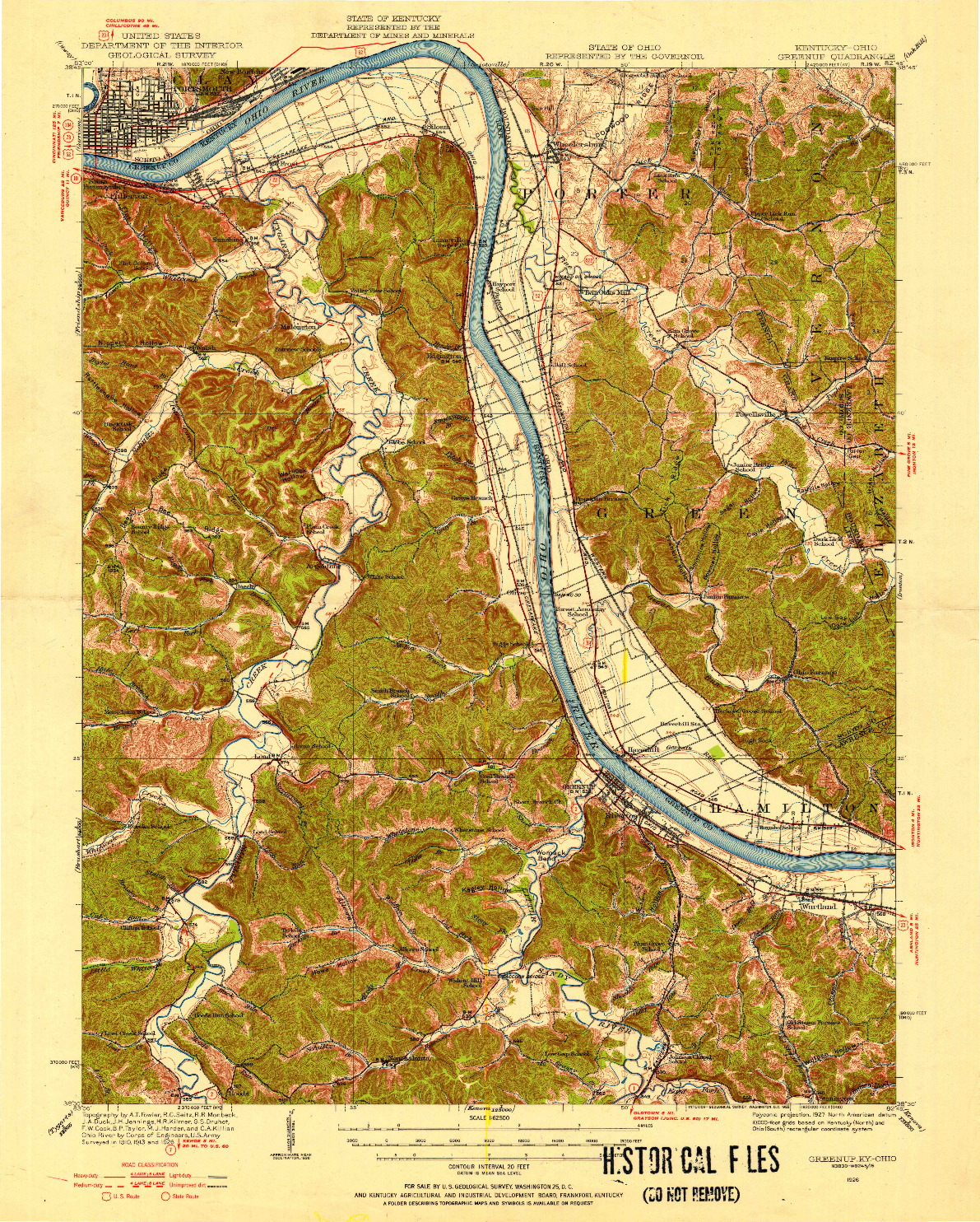 USGS 1:62500-SCALE QUADRANGLE FOR GREENUP, KY 1926