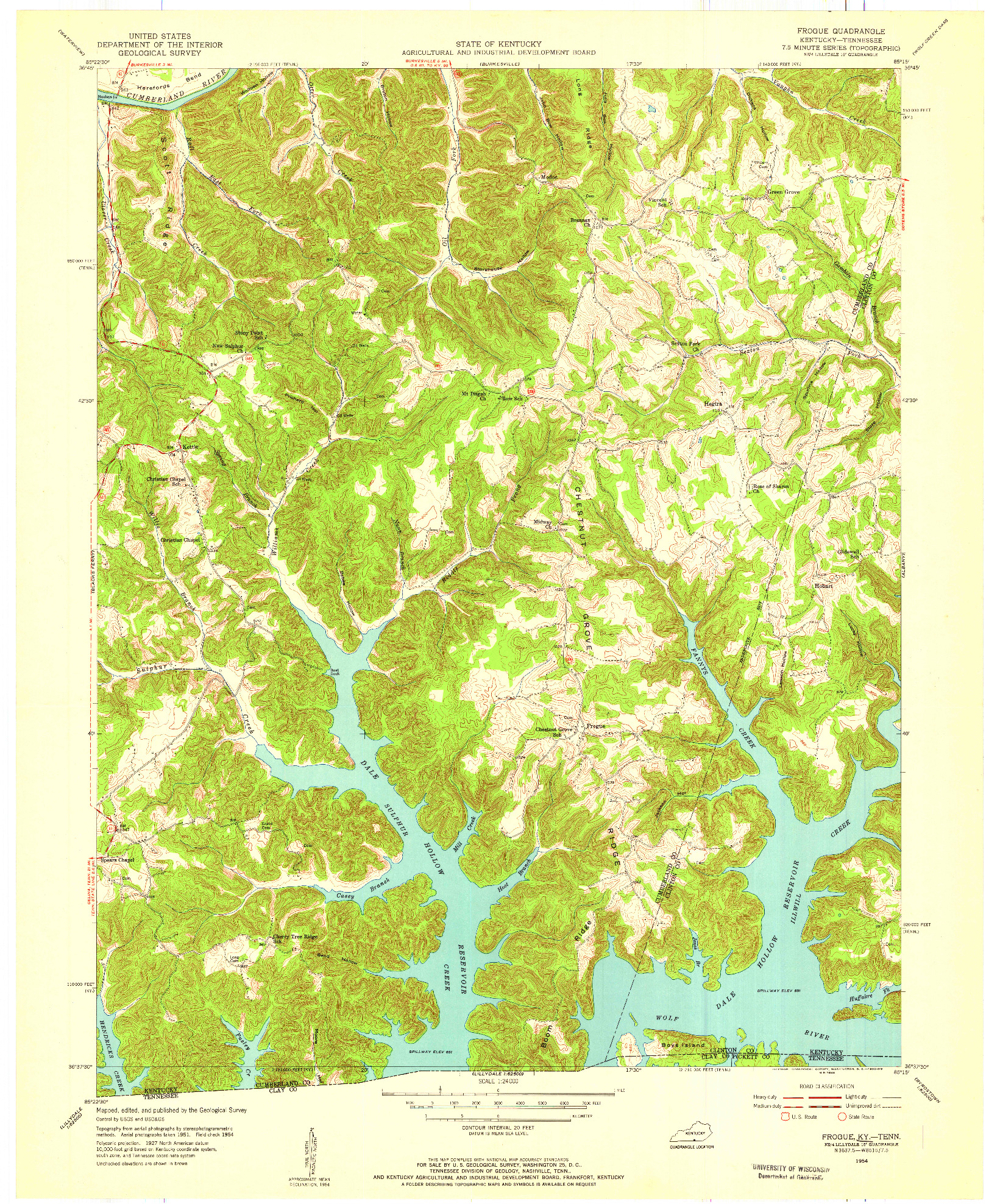 USGS 1:24000-SCALE QUADRANGLE FOR FROGUE, KY 1954