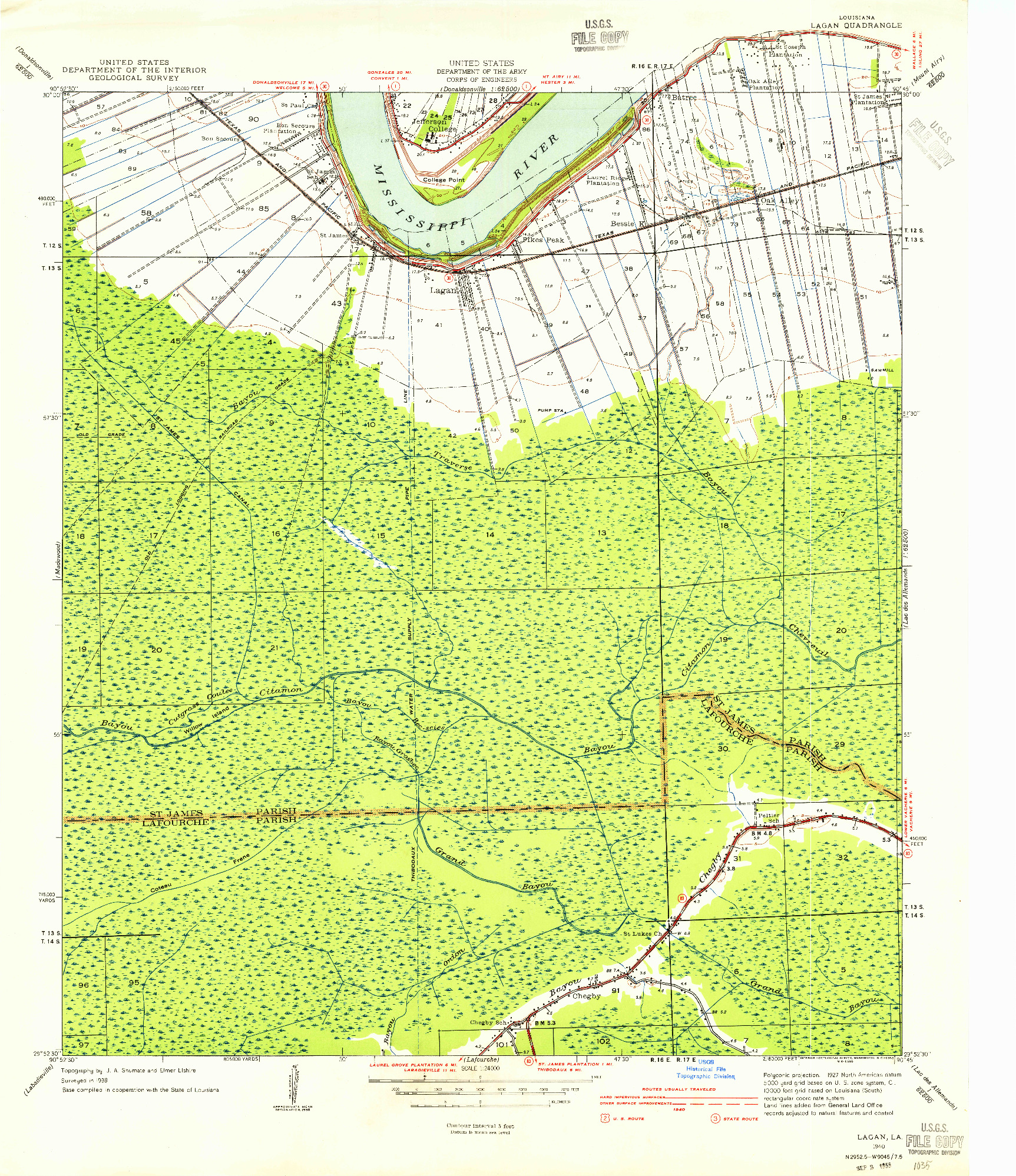 USGS 1:24000-SCALE QUADRANGLE FOR LAGAN, LA 1940