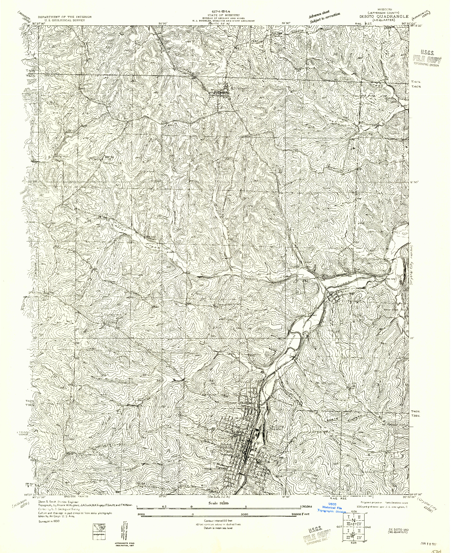 USGS 1:24000-SCALE QUADRANGLE FOR DE SOTO NE, MO 1955