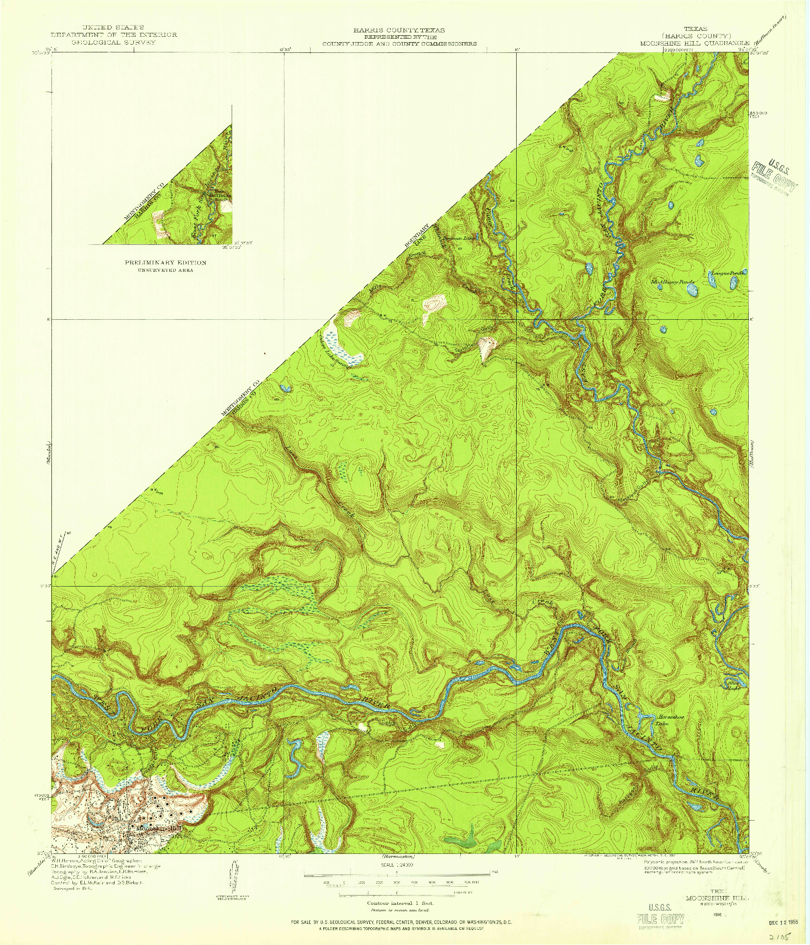 USGS 1:24000-SCALE QUADRANGLE FOR MOONSHINE HILL, TX 1916