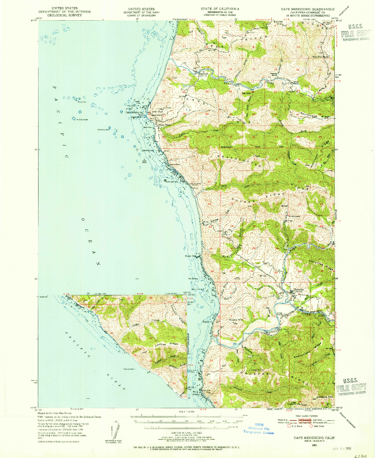 USGS 1:62500-SCALE QUADRANGLE FOR CAPE MENDOCINO, CA 1950