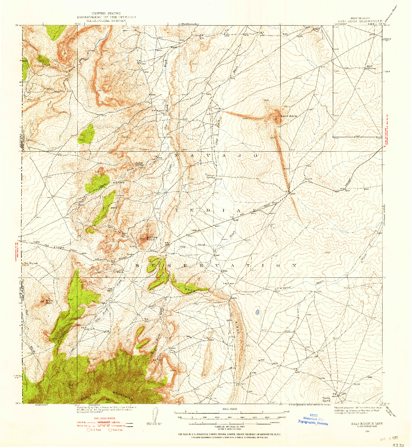 USGS 1:62500-SCALE QUADRANGLE FOR SHIP ROCK, NM 1934