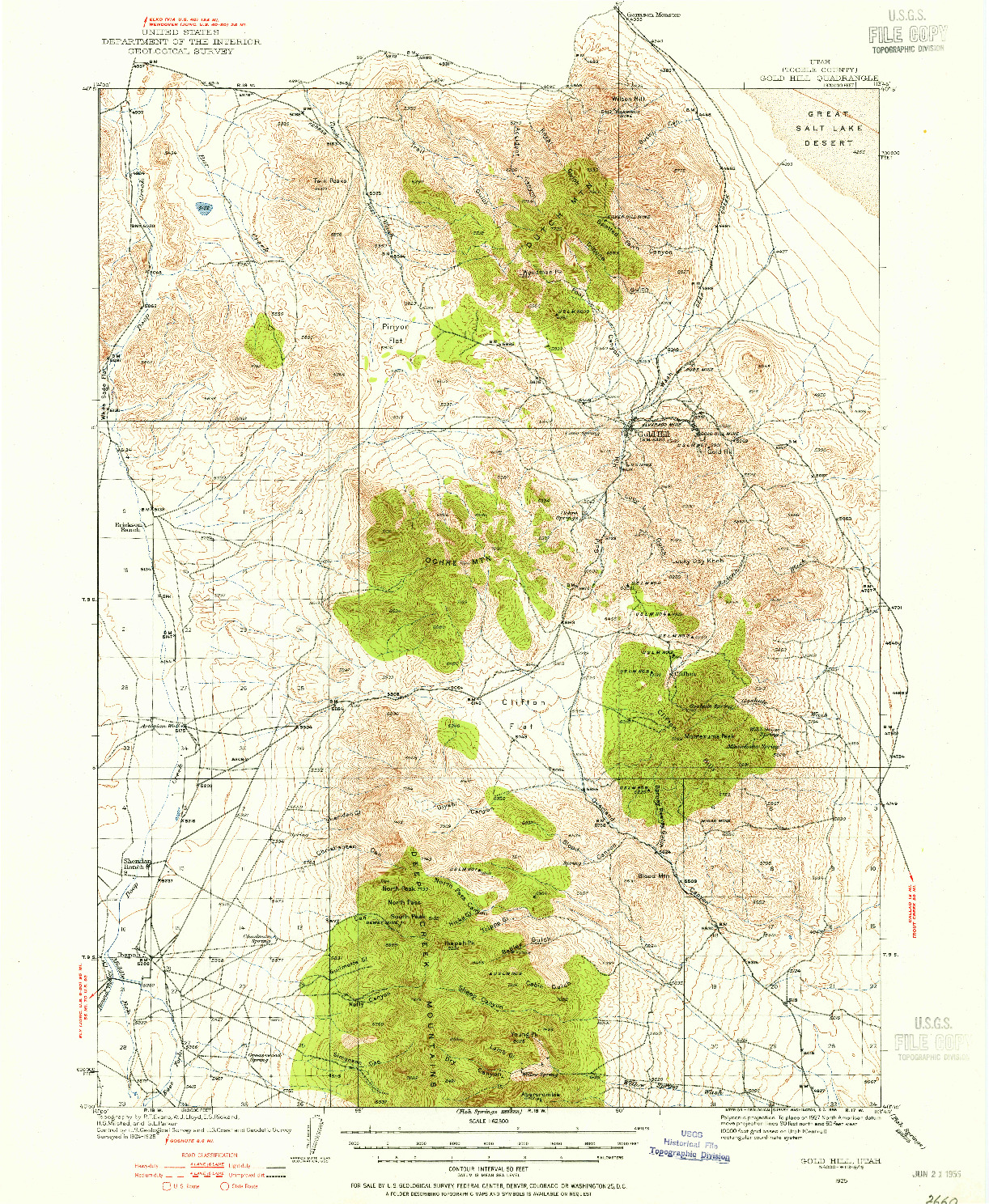 USGS 1:62500-SCALE QUADRANGLE FOR GOLD HILL, UT 1925