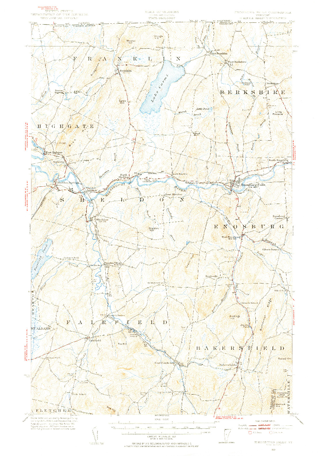 USGS 1:62500-SCALE QUADRANGLE FOR ENOSBURG FALLS, VT 1953