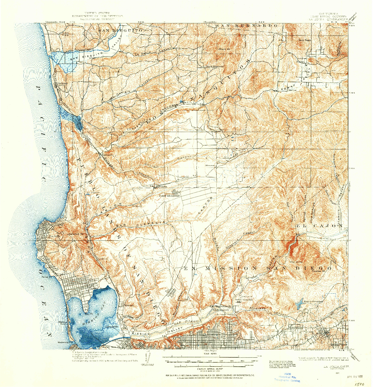 USGS 1:62500-SCALE QUADRANGLE FOR LA JOLLA, CA 1930