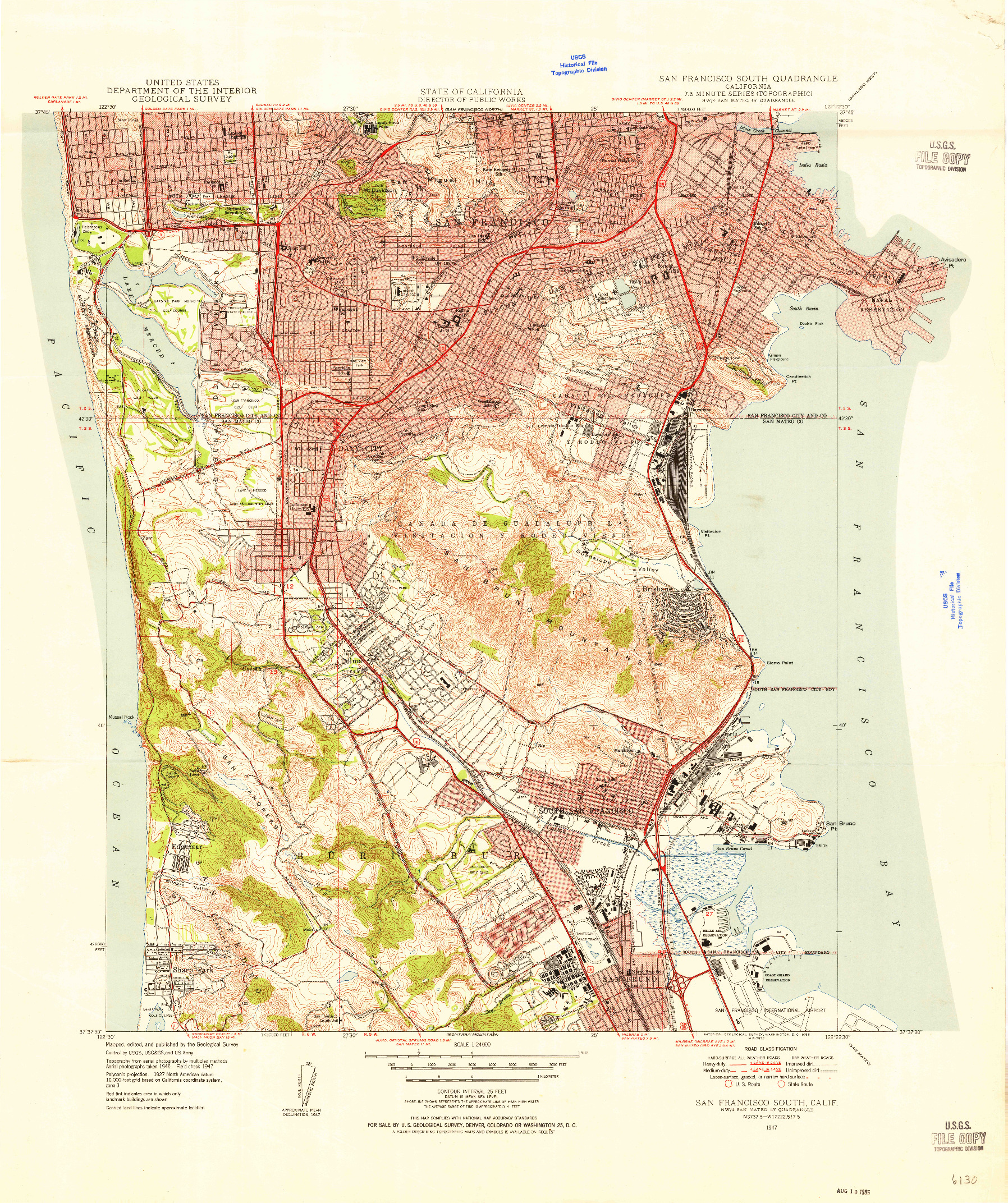 USGS 1:24000-SCALE QUADRANGLE FOR SAN FRANCISCO SOUTH, CA 1947