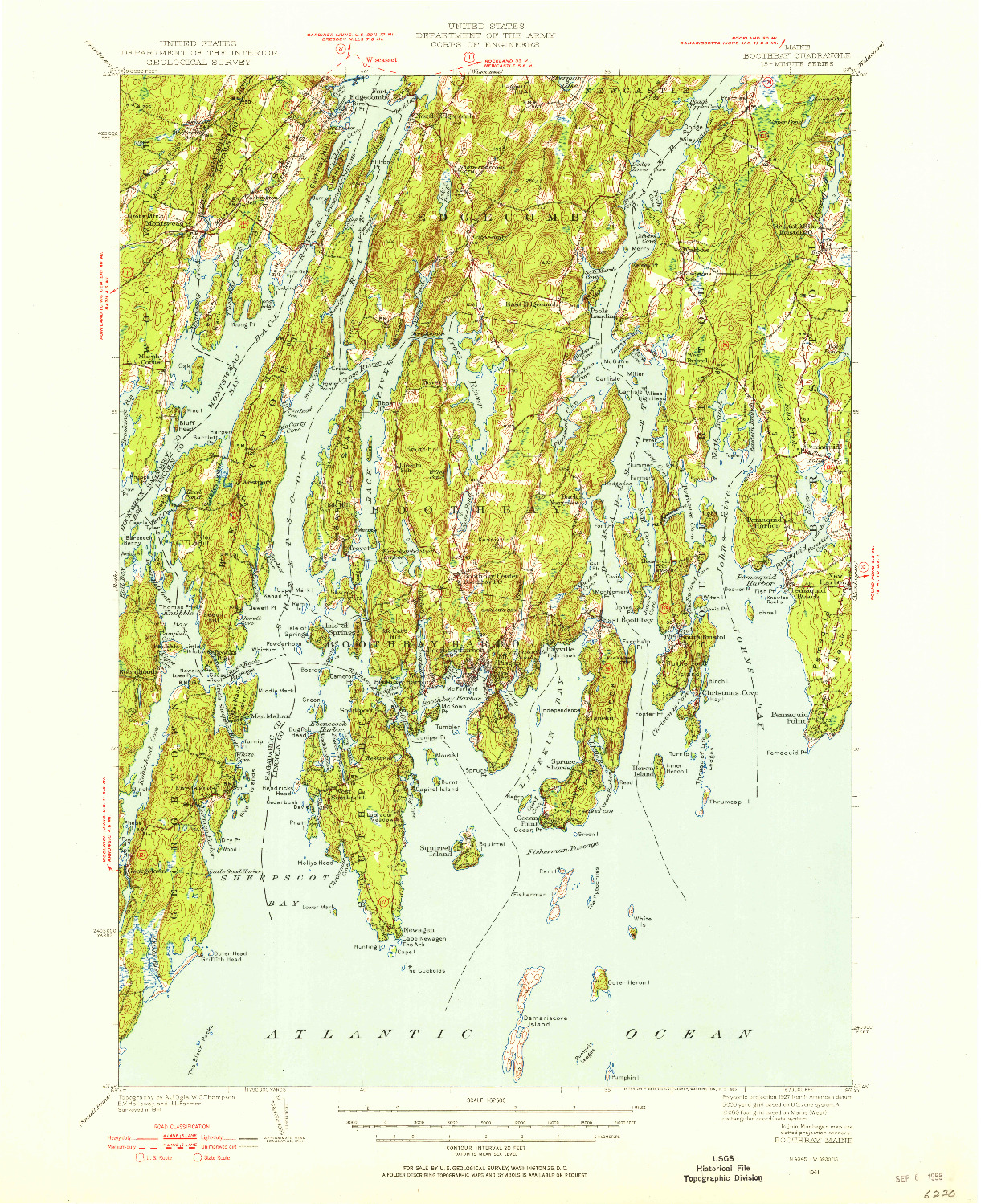 USGS 1:62500-SCALE QUADRANGLE FOR BOOTHBAY, ME 1941