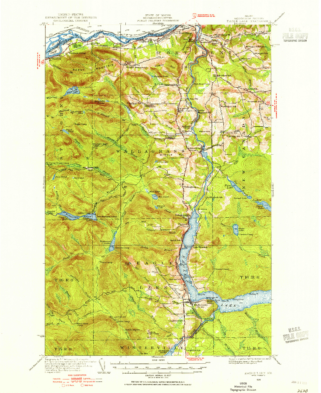 USGS 1:62500-SCALE QUADRANGLE FOR EAGLE LAKE, ME 1928