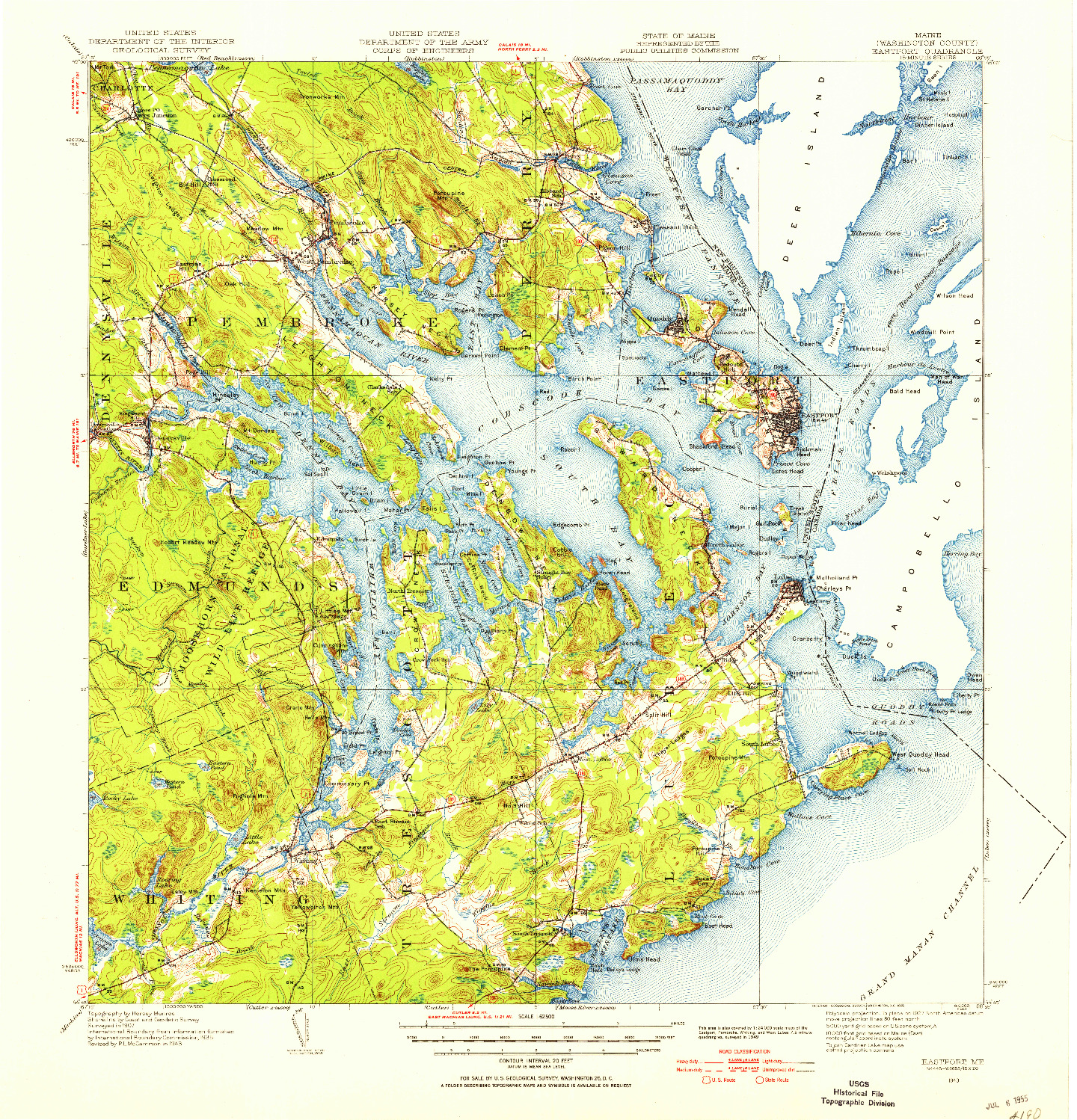 USGS 1:62500-SCALE QUADRANGLE FOR EASTPORT, ME 1943