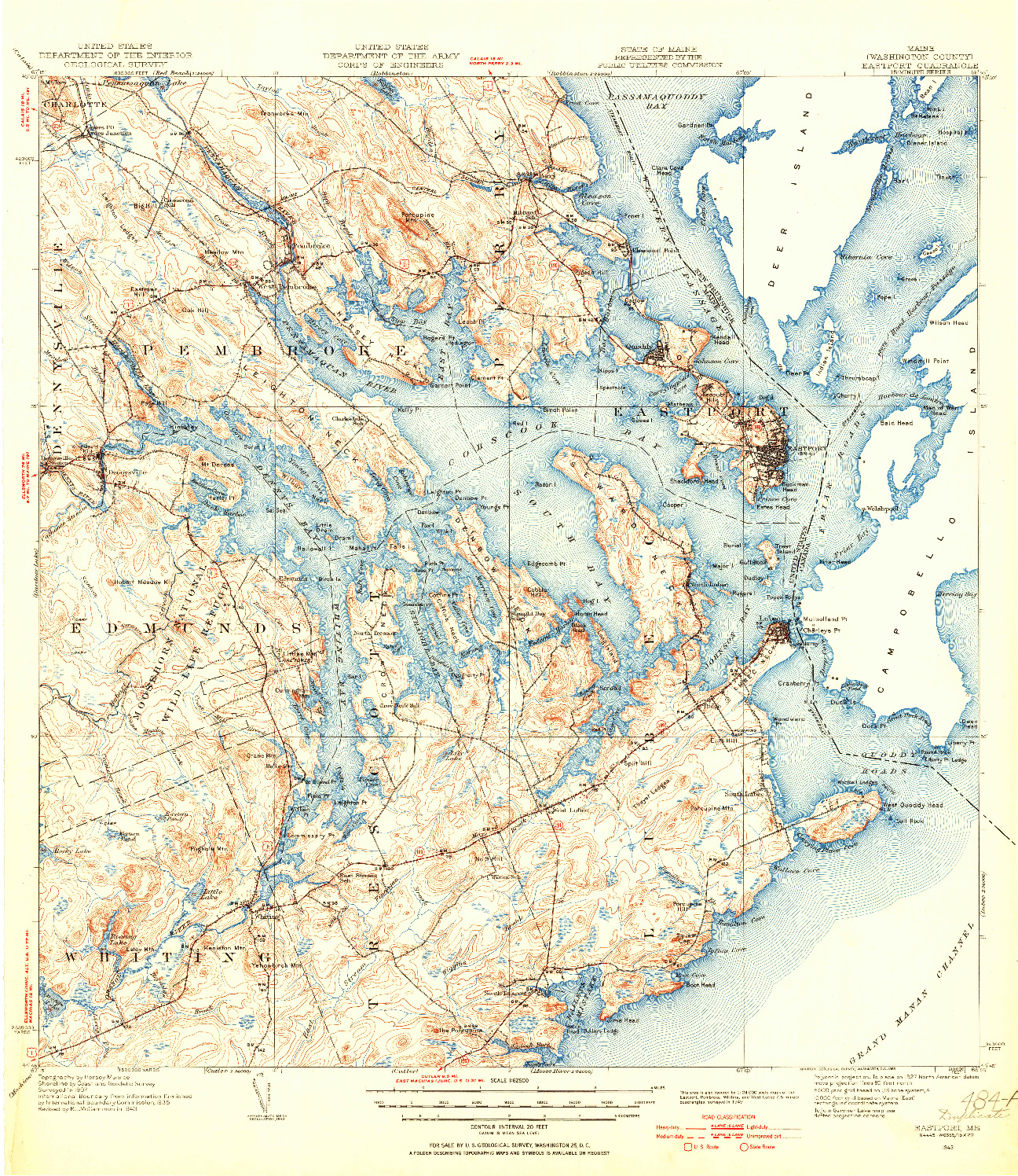 USGS 1:62500-SCALE QUADRANGLE FOR EASTPORT, ME 1943