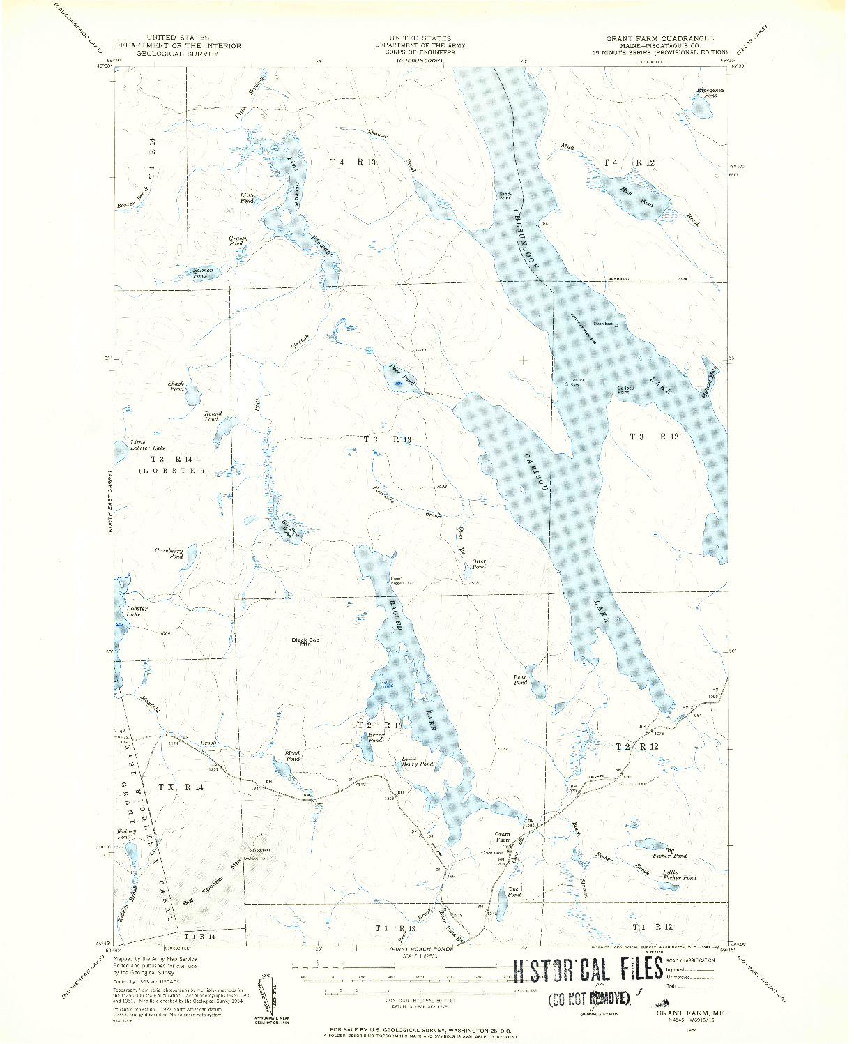 USGS 1:62500-SCALE QUADRANGLE FOR GRANT FARM, ME 1954