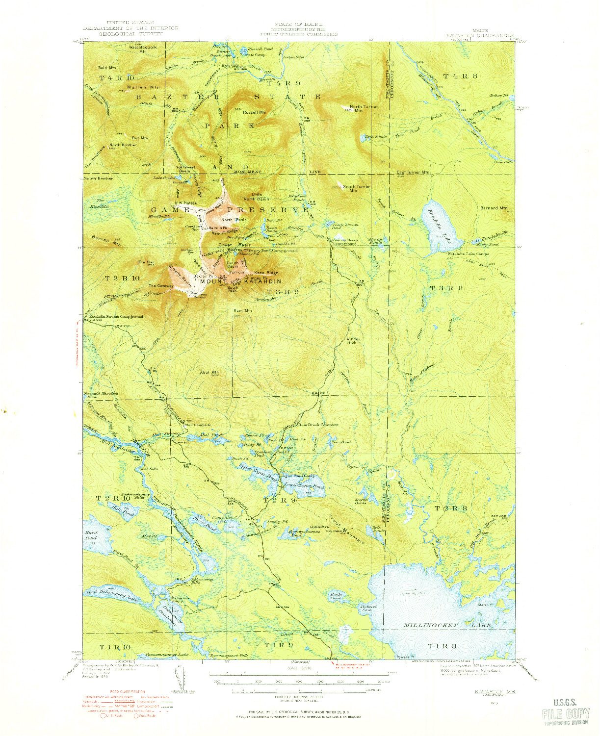 USGS 1:62500-SCALE QUADRANGLE FOR KATAHDIN, ME 1949