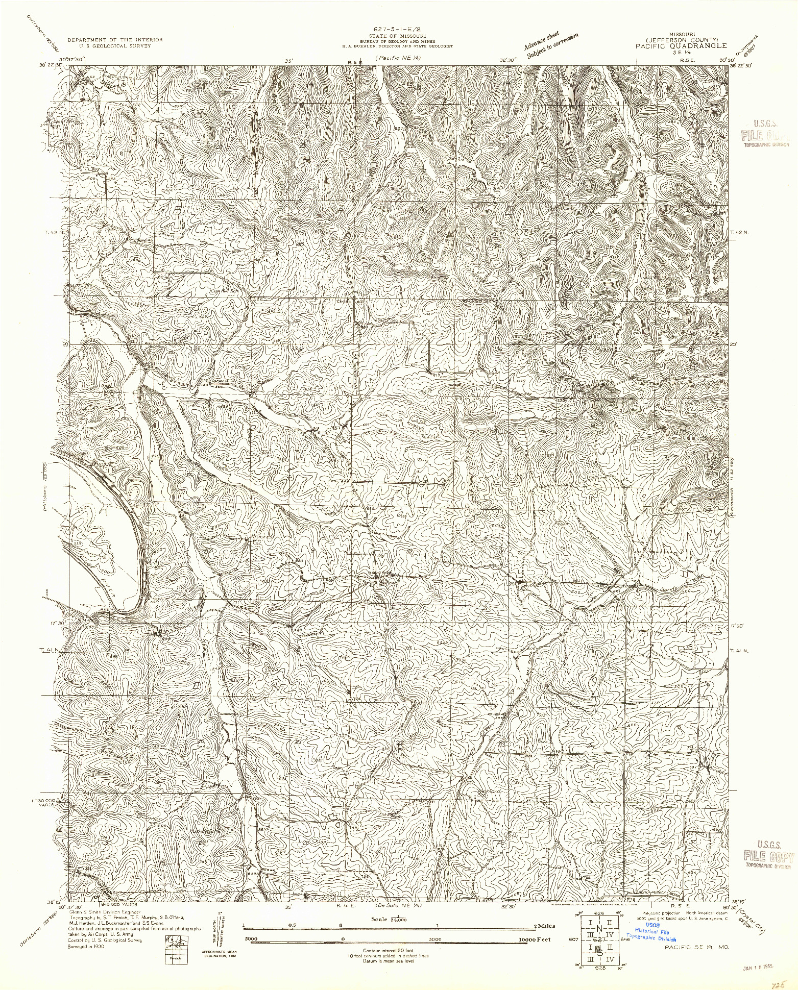 USGS 1:24000-SCALE QUADRANGLE FOR PACIFIC SE, MO 1930
