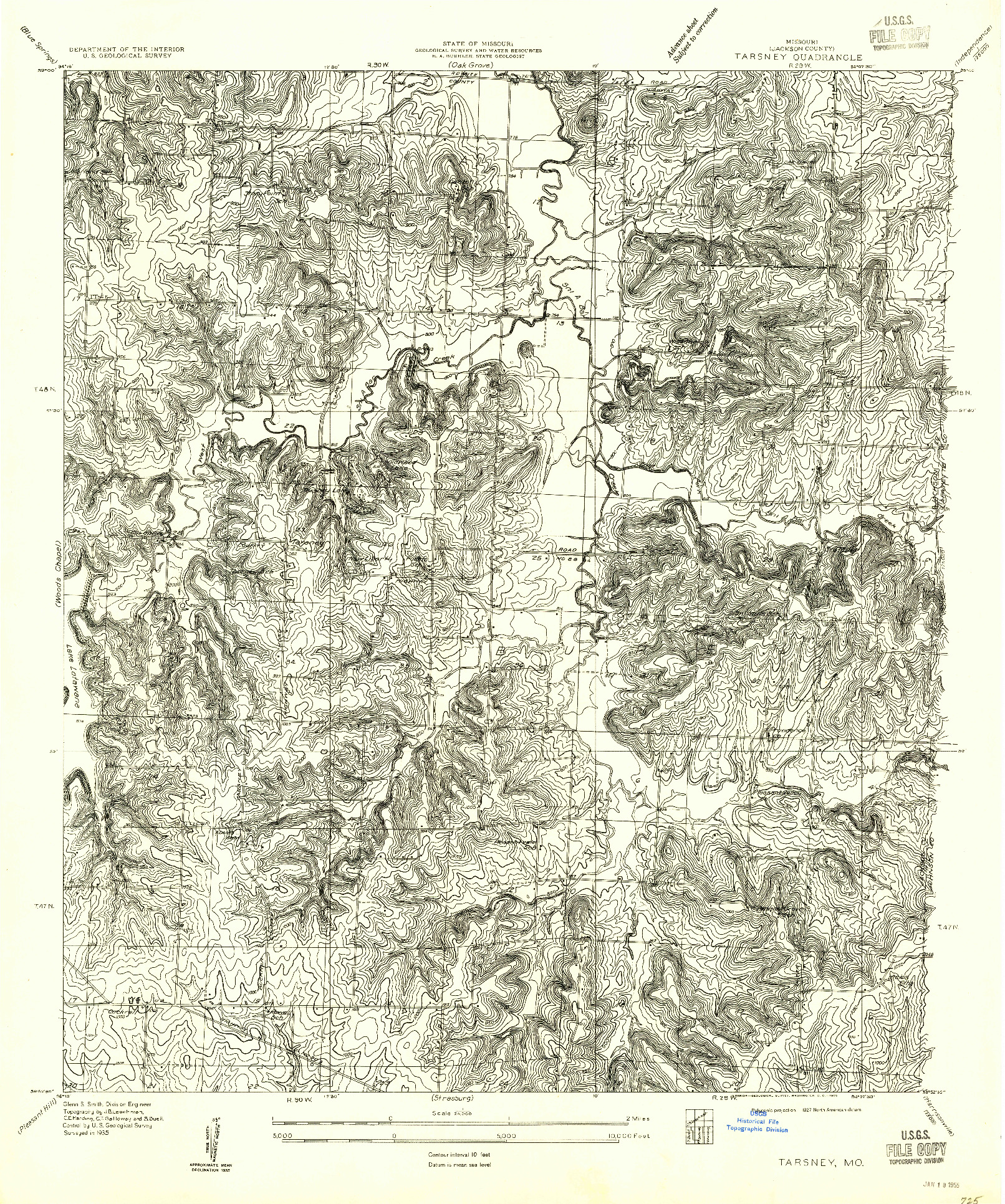 USGS 1:24000-SCALE QUADRANGLE FOR TARSNEY, MO 1955