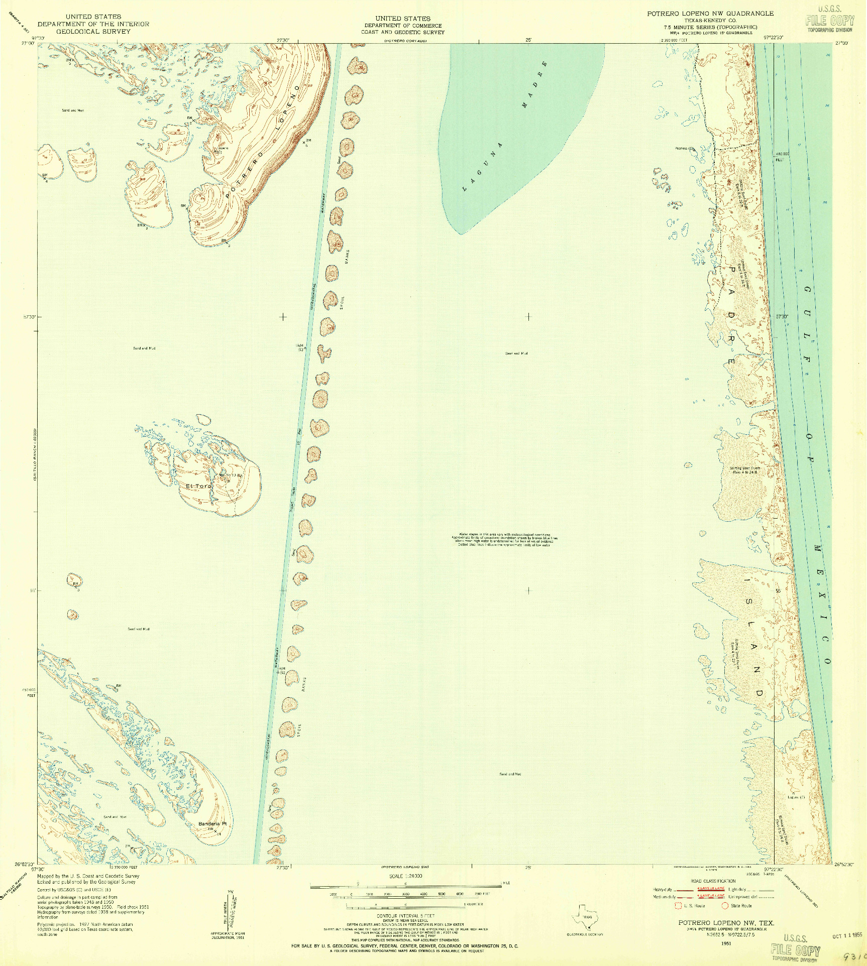 USGS 1:24000-SCALE QUADRANGLE FOR POTRERO LOPENO NW, TX 1951