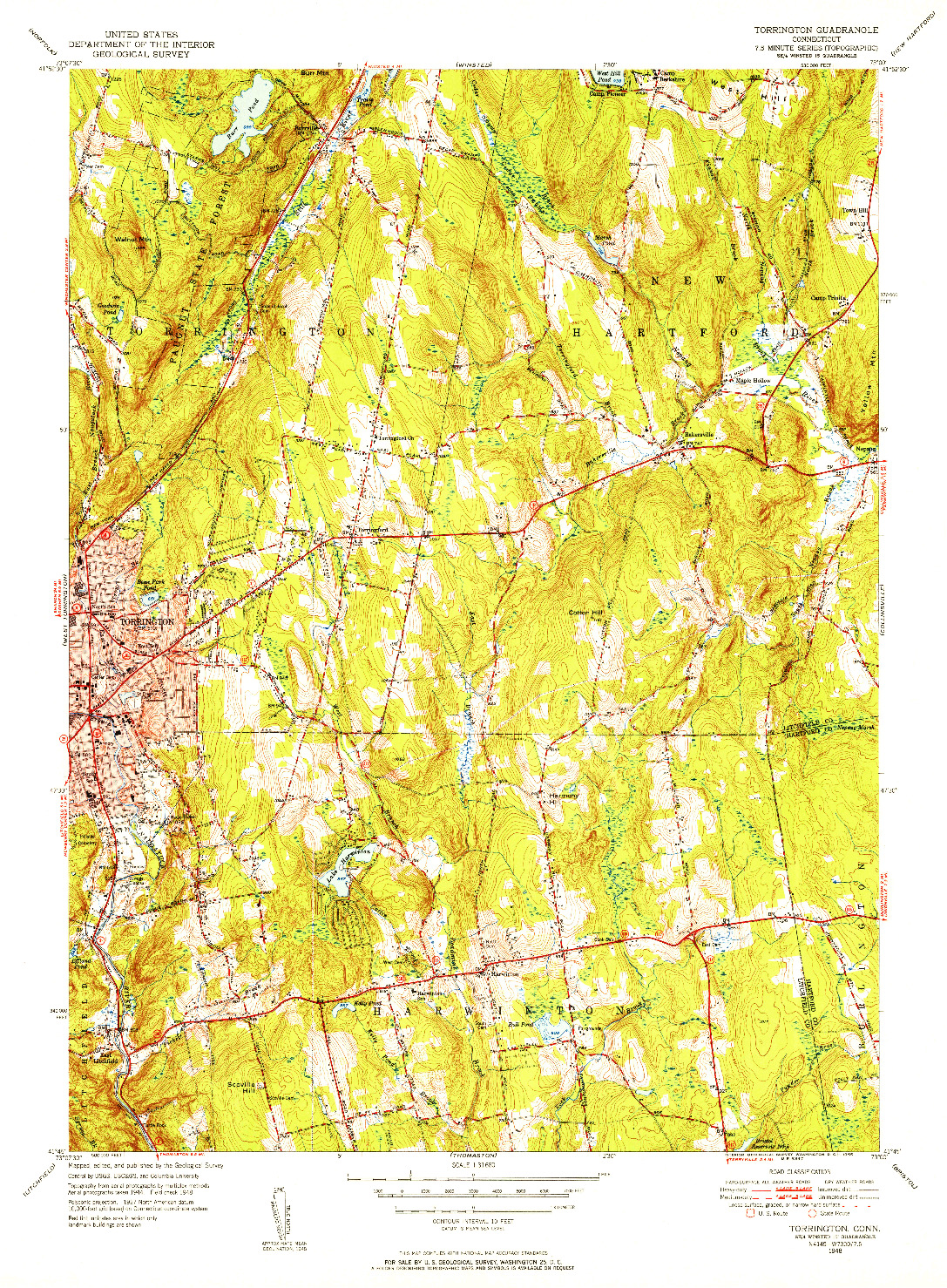 USGS 1:31680-SCALE QUADRANGLE FOR TORRINGTON, CT 1948