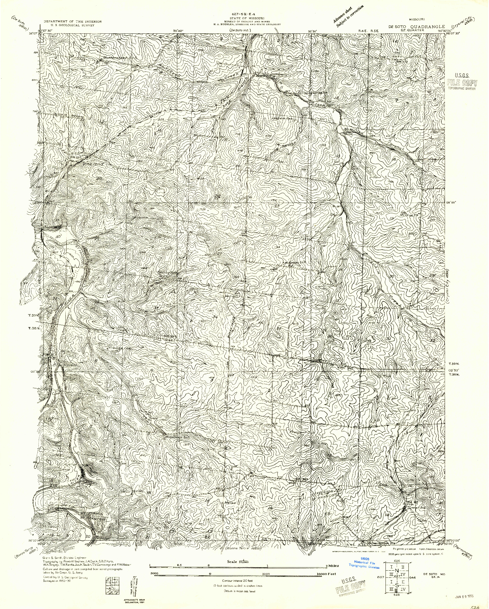 USGS 1:24000-SCALE QUADRANGLE FOR DE SOTO SE, MO 1955