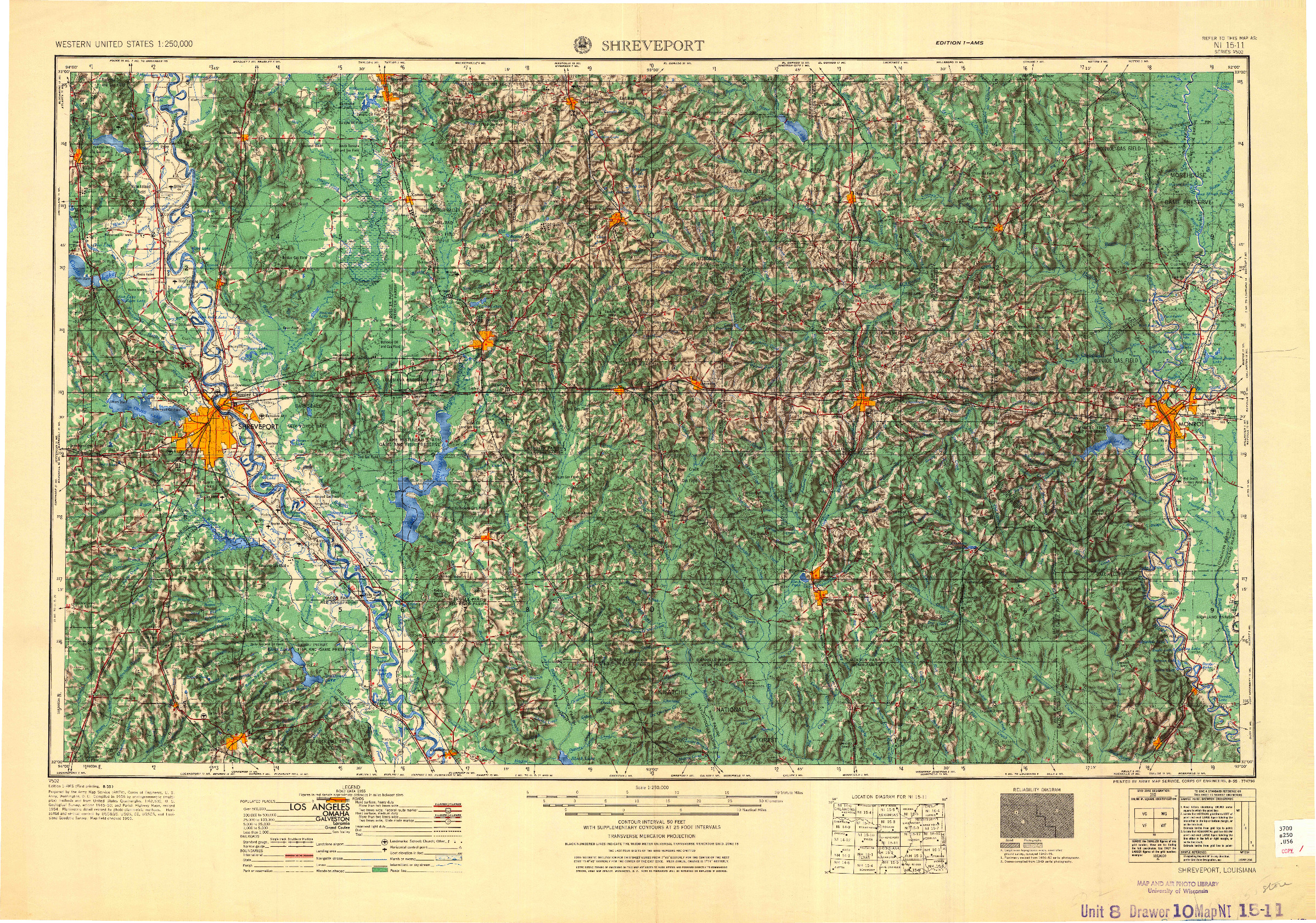 USGS 1:250000-SCALE QUADRANGLE FOR SHREVEPORT, LA 1955