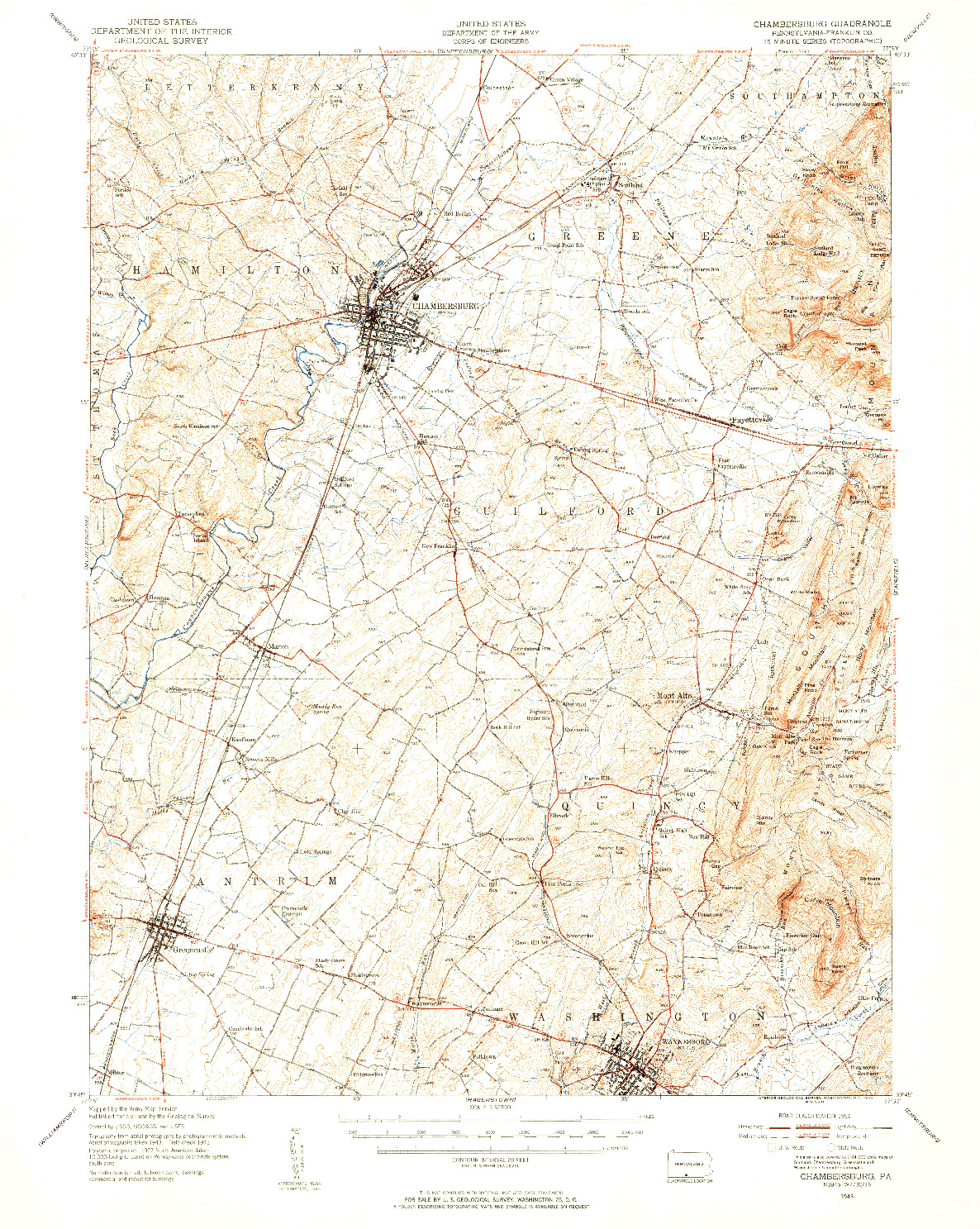 USGS 1:62500-SCALE QUADRANGLE FOR CHAMBERSBURG, PA 1943