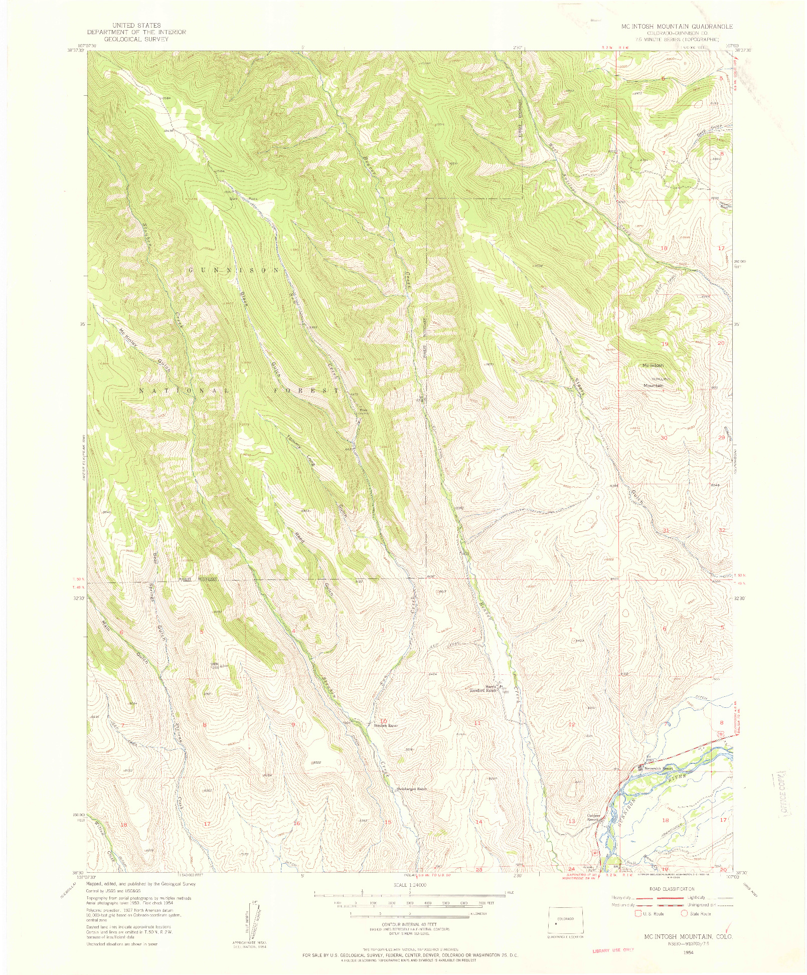 USGS 1:24000-SCALE QUADRANGLE FOR MC INTOSH MOUNTAIN, CO 1954