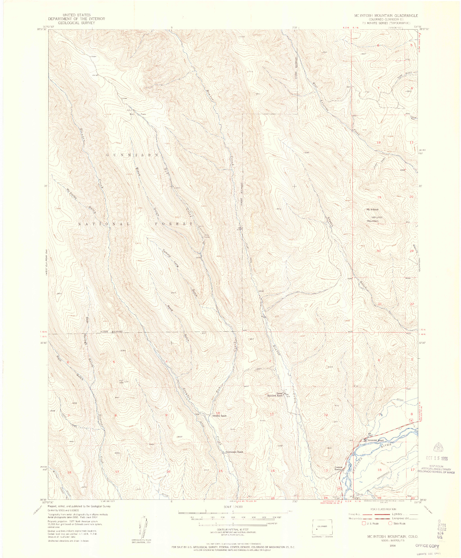 USGS 1:24000-SCALE QUADRANGLE FOR MC INTOSH MOUNTAIN, CO 1954