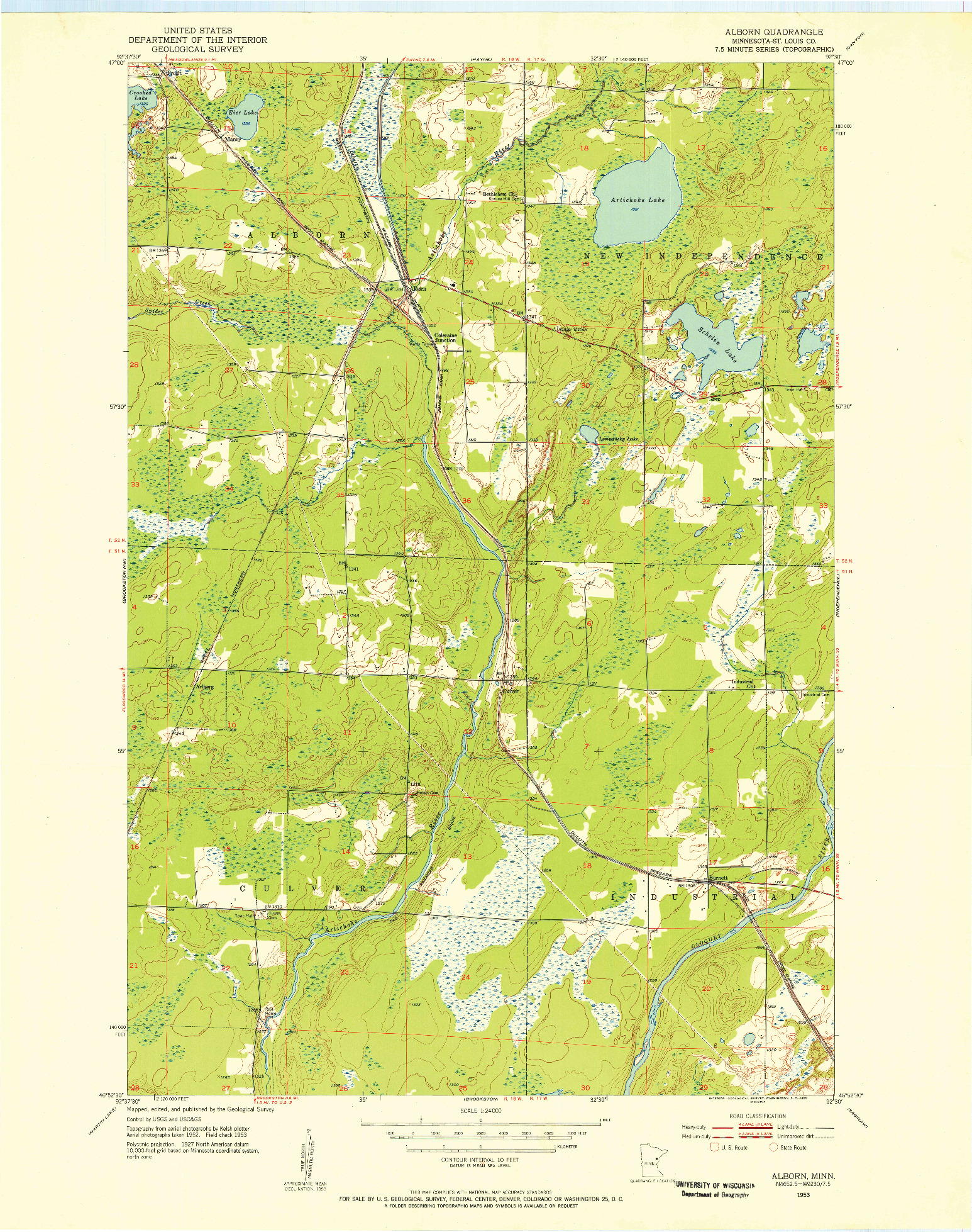 USGS 1:24000-SCALE QUADRANGLE FOR ALBORN, MN 1953