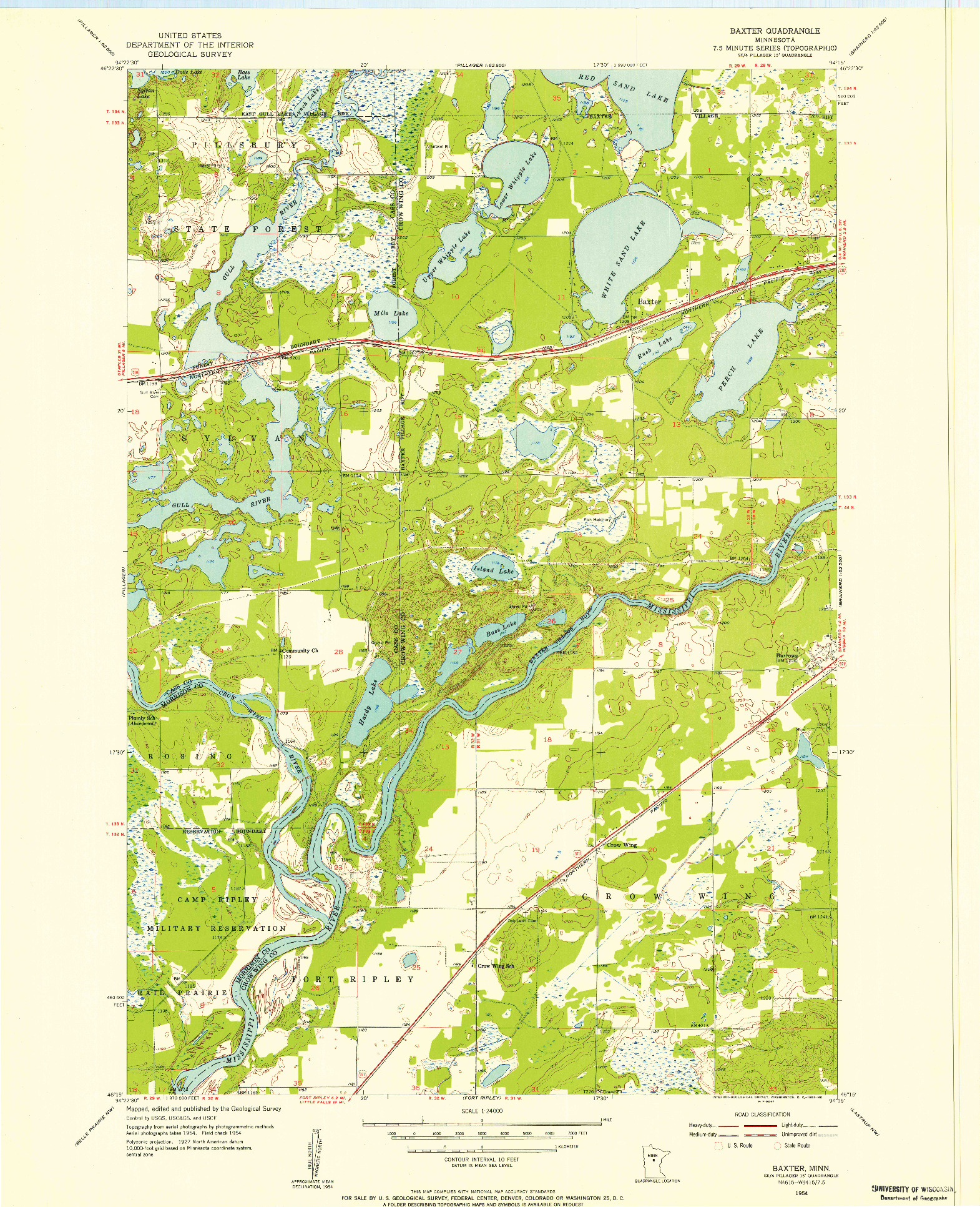 USGS 1:24000-SCALE QUADRANGLE FOR BAXTER, MN 1954