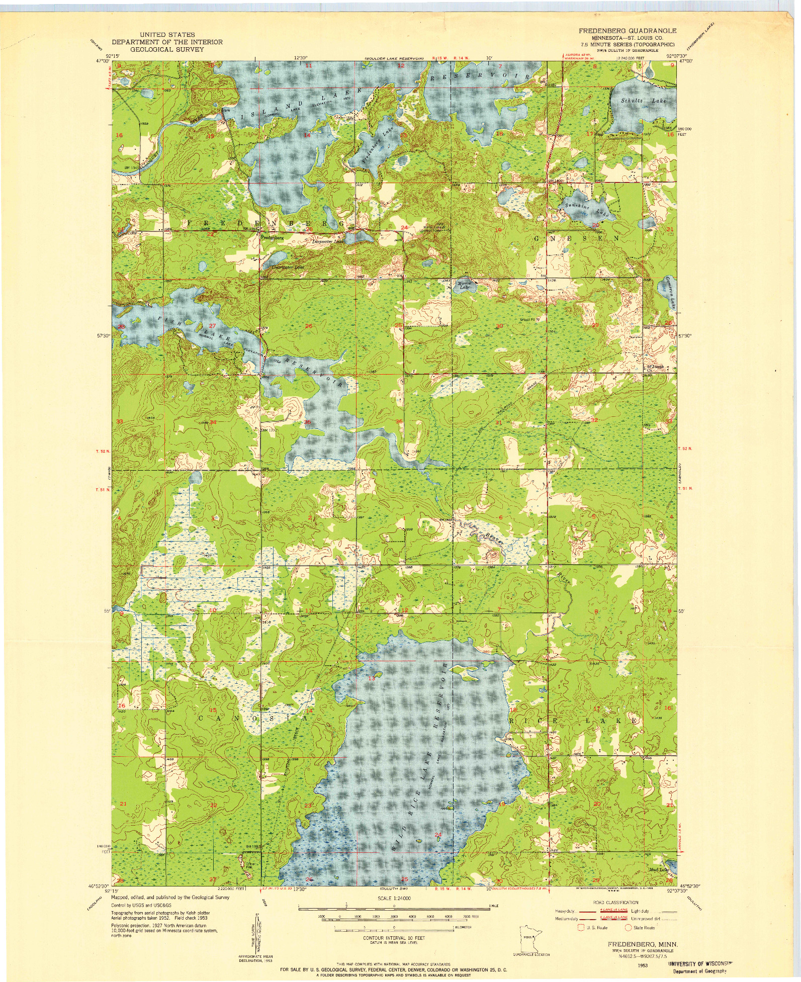 USGS 1:24000-SCALE QUADRANGLE FOR FREDENBERG, MN 1953