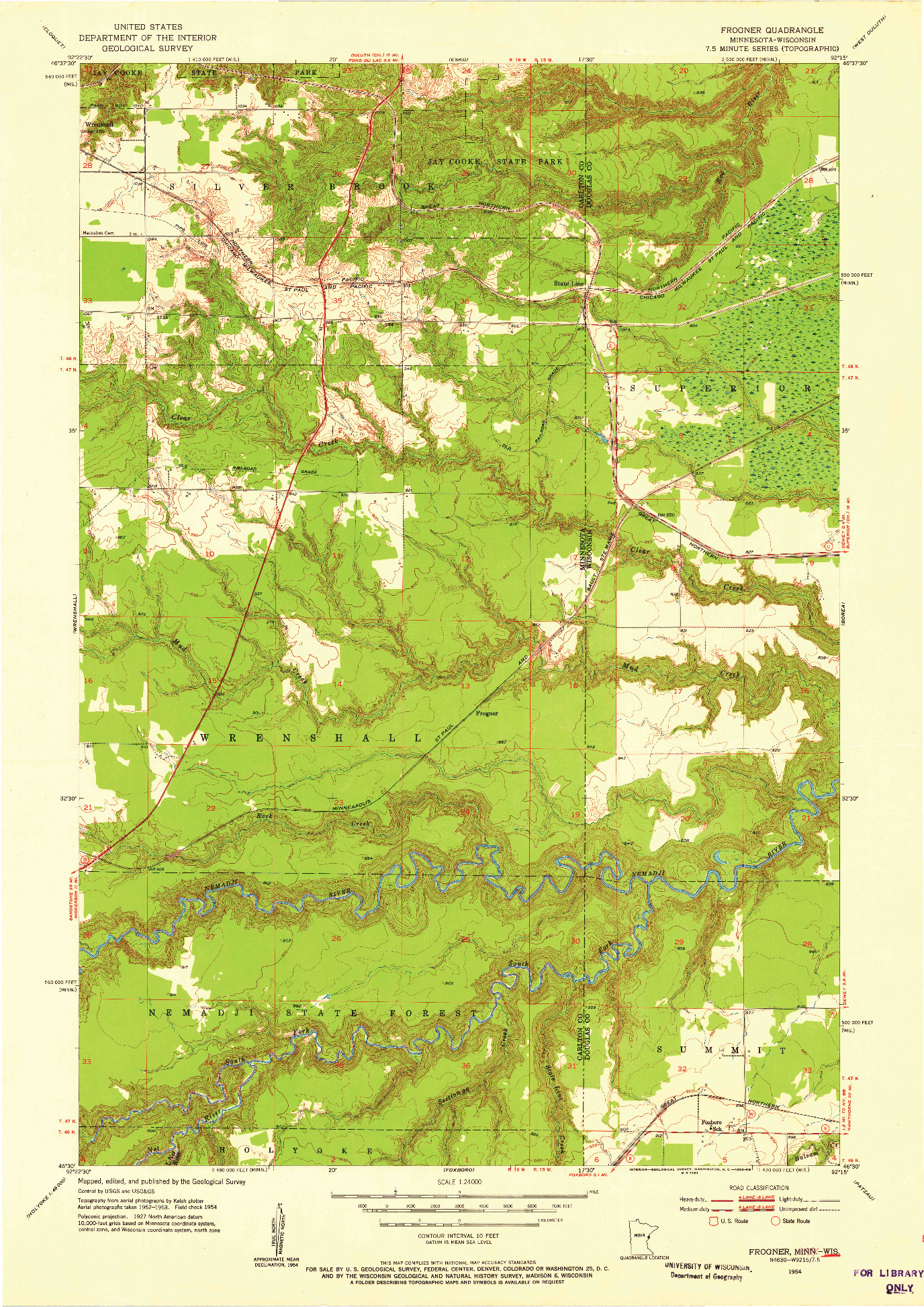 USGS 1:24000-SCALE QUADRANGLE FOR FROGNER, MN 1954