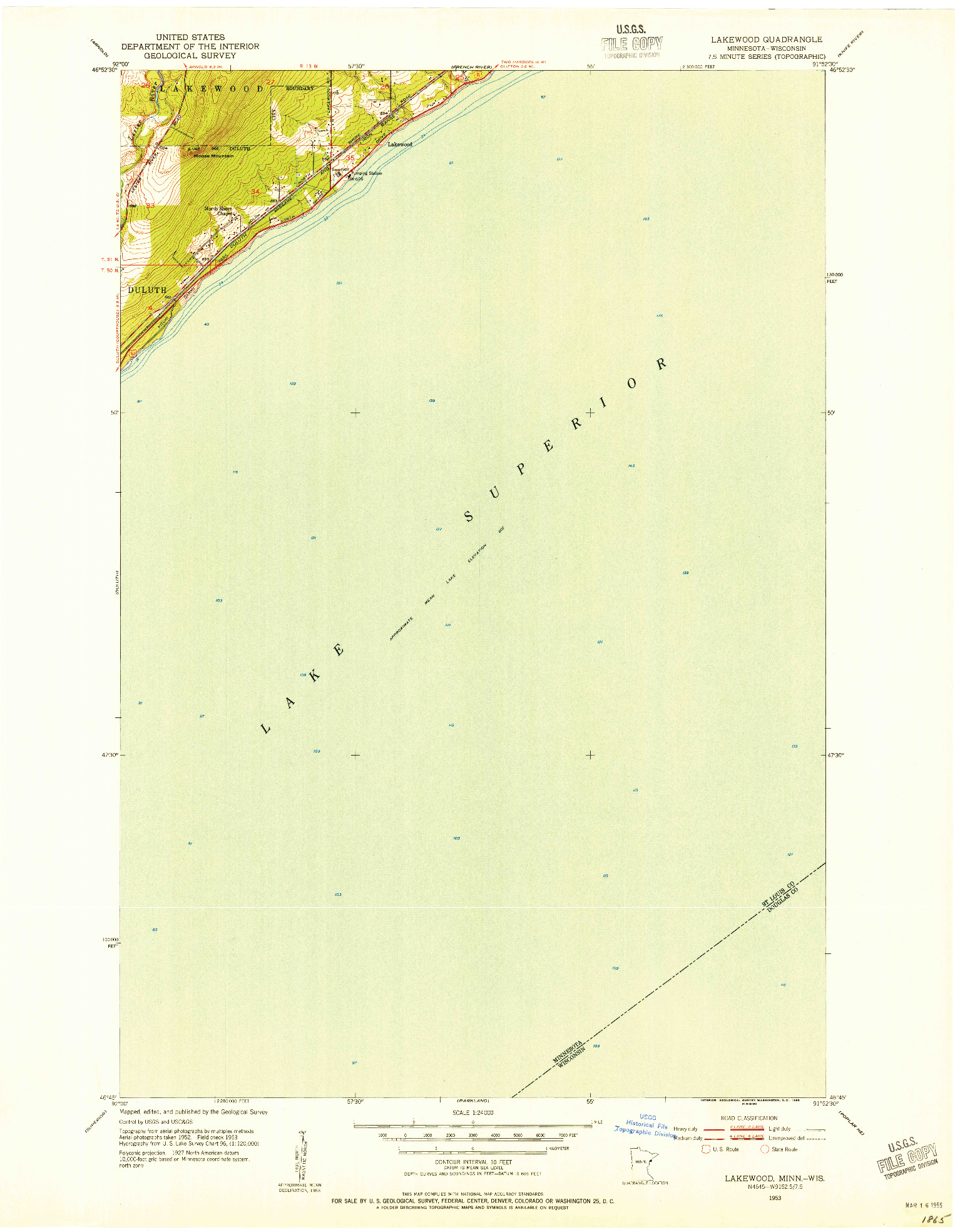 USGS 1:24000-SCALE QUADRANGLE FOR LAKEWOOD, MN 1953