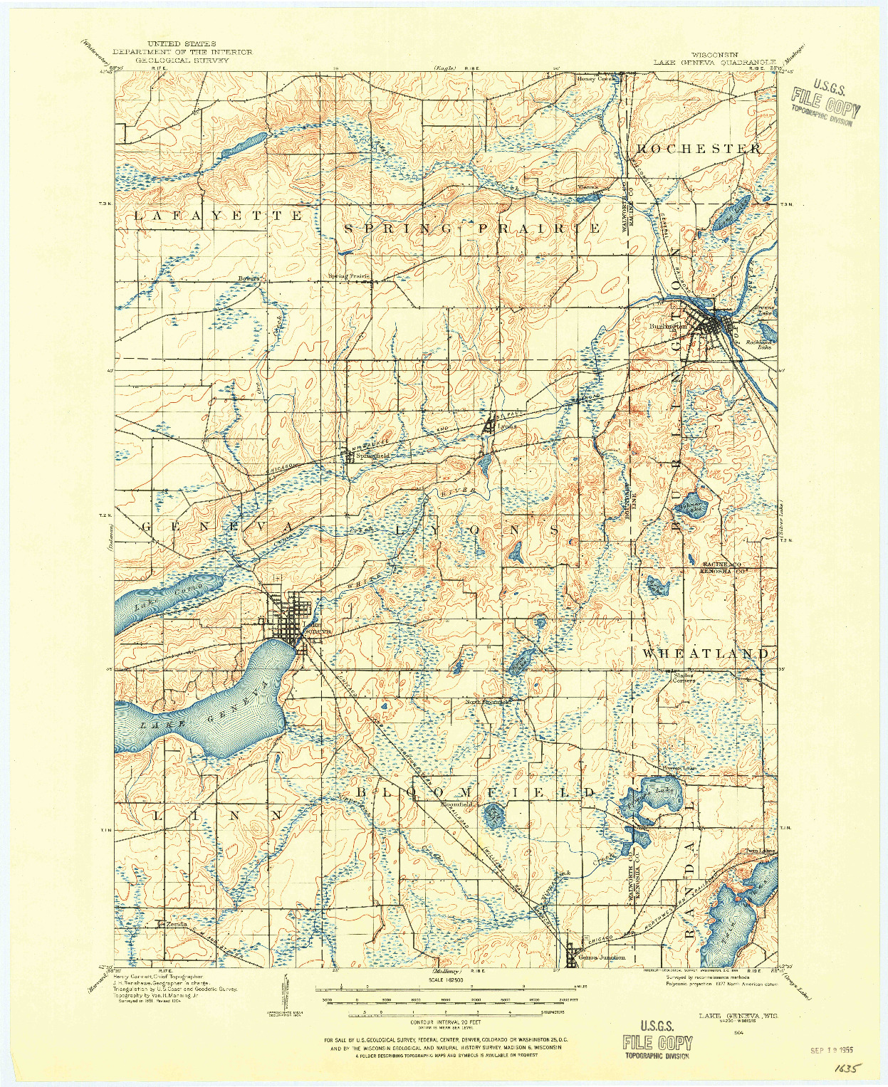 USGS 1:62500-SCALE QUADRANGLE FOR LAKE GENEVA, WI 1904