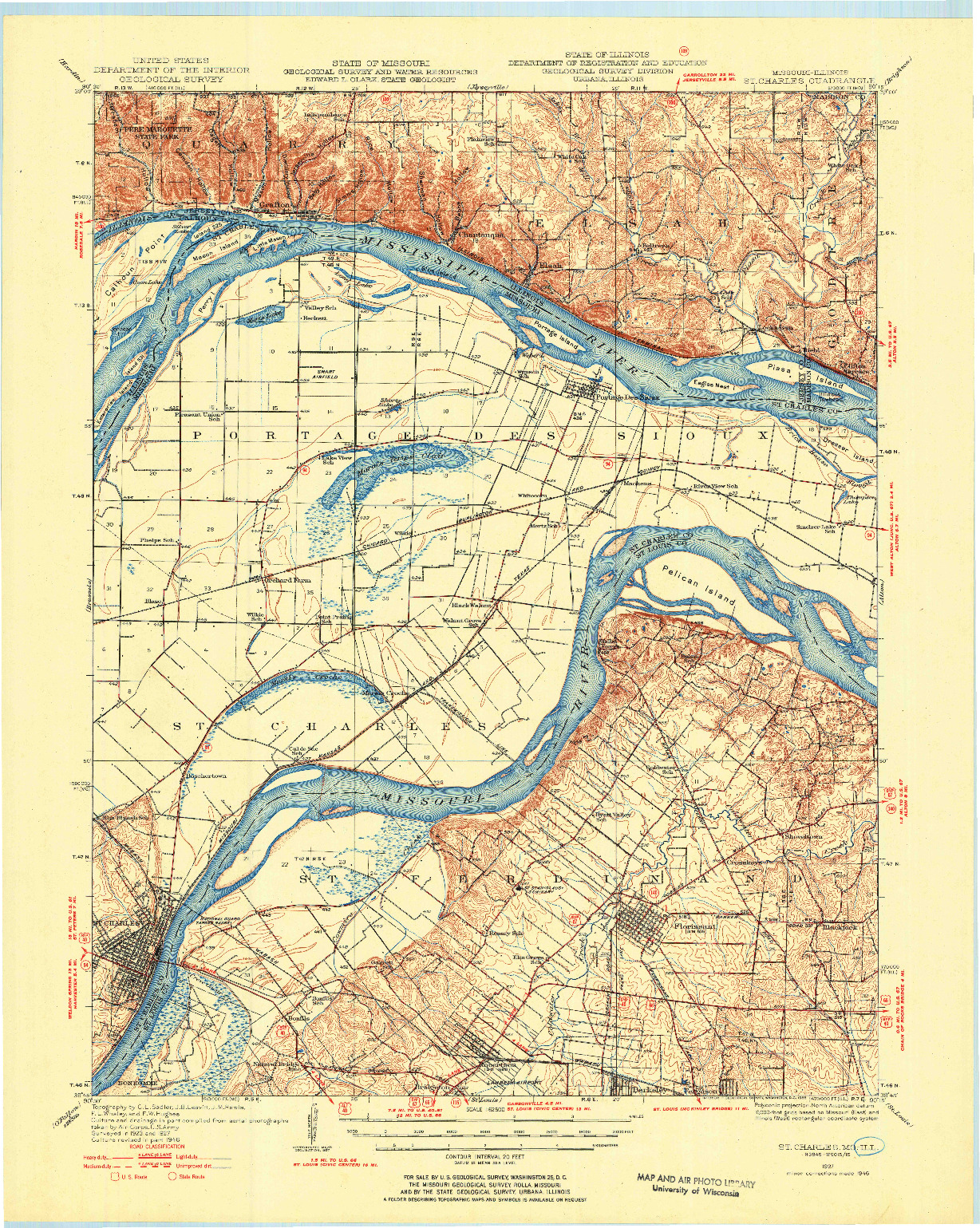 USGS 1:62500-SCALE QUADRANGLE FOR ST. CHARLES, MO 1927