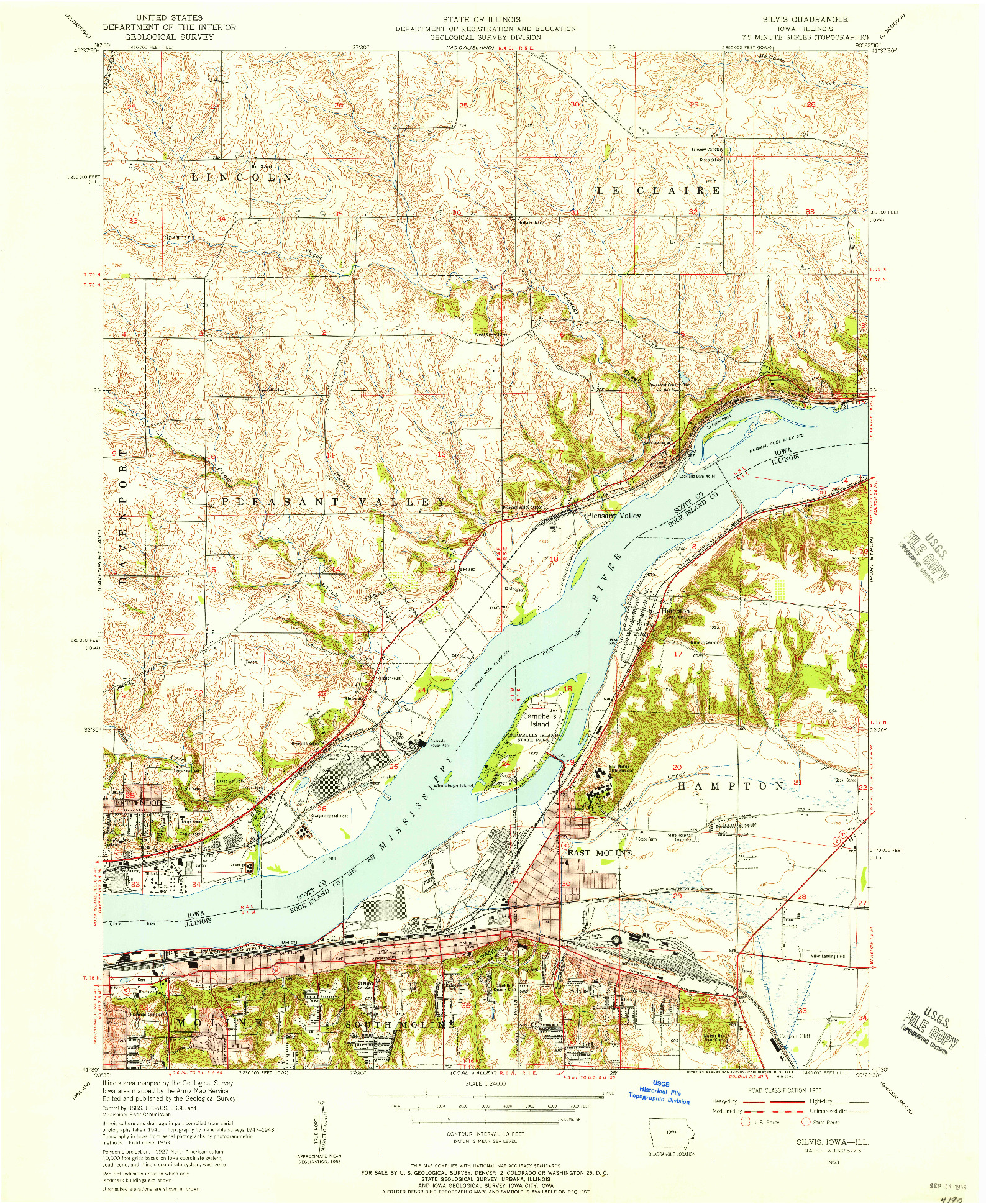 USGS 1:24000-SCALE QUADRANGLE FOR SILVIS, IA 1953