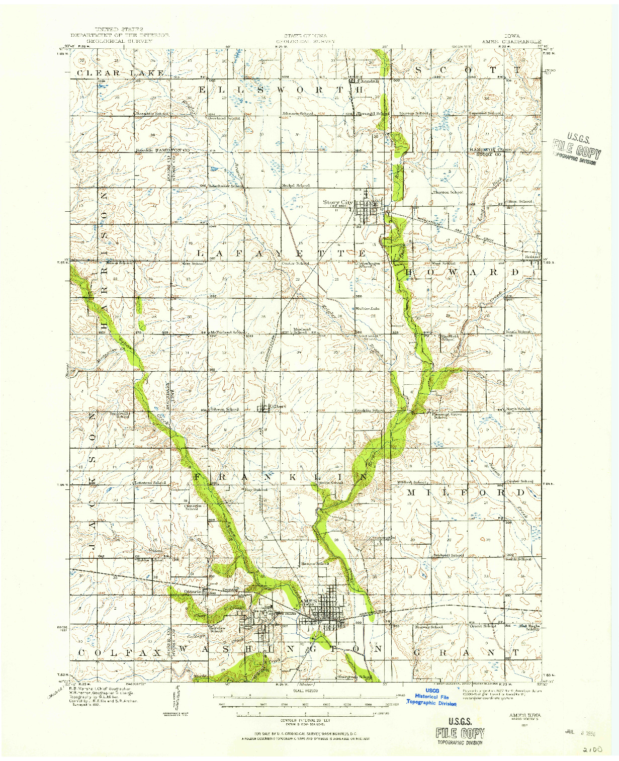 USGS 1:62500-SCALE QUADRANGLE FOR AMES, IA 1912