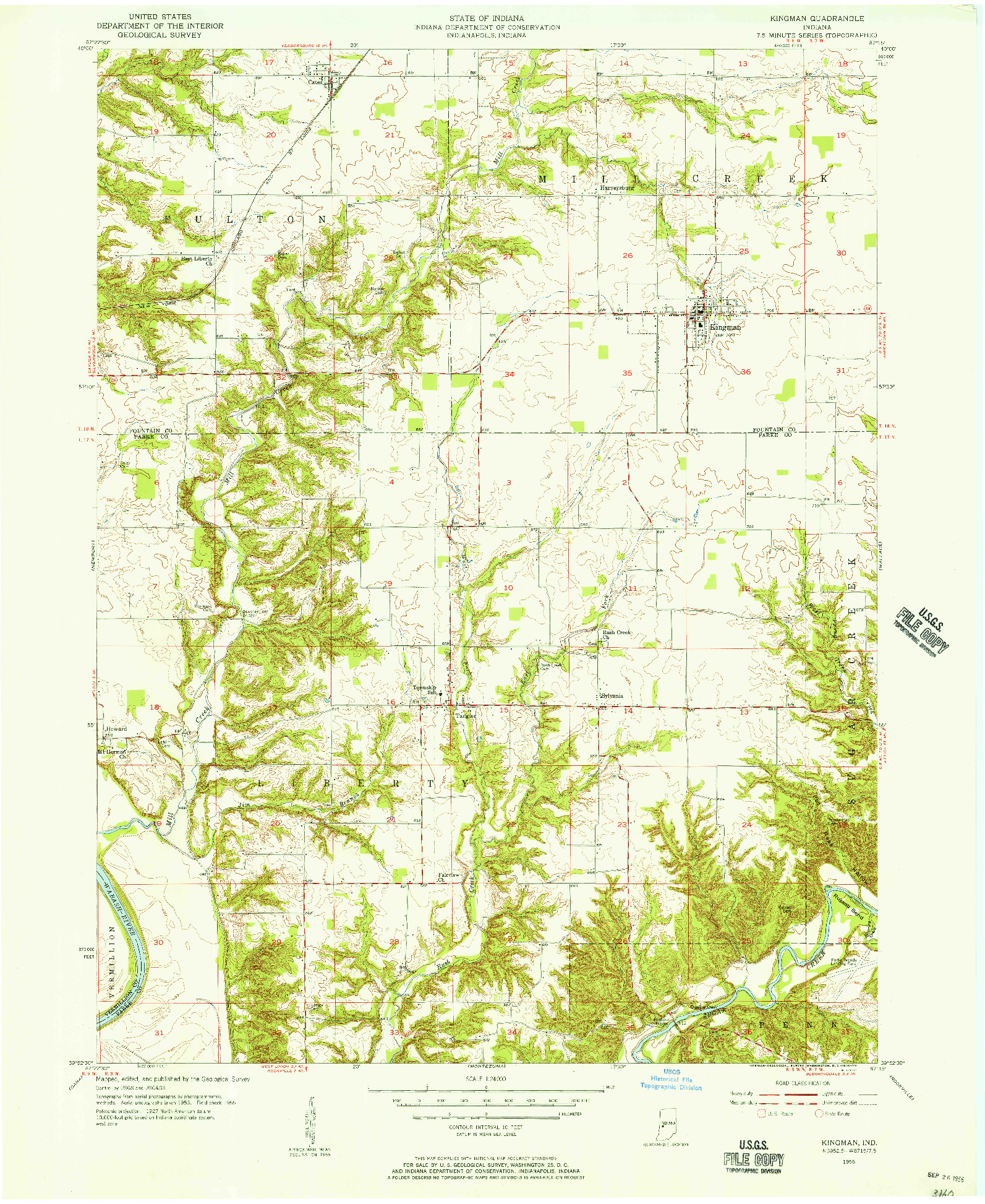 USGS 1:24000-SCALE QUADRANGLE FOR KINGMAN, IN 1955