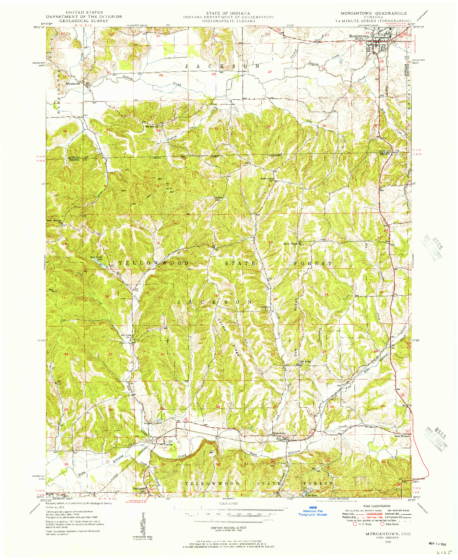 USGS 1:24000-SCALE QUADRANGLE FOR MORGANTOWN, IN 1948
