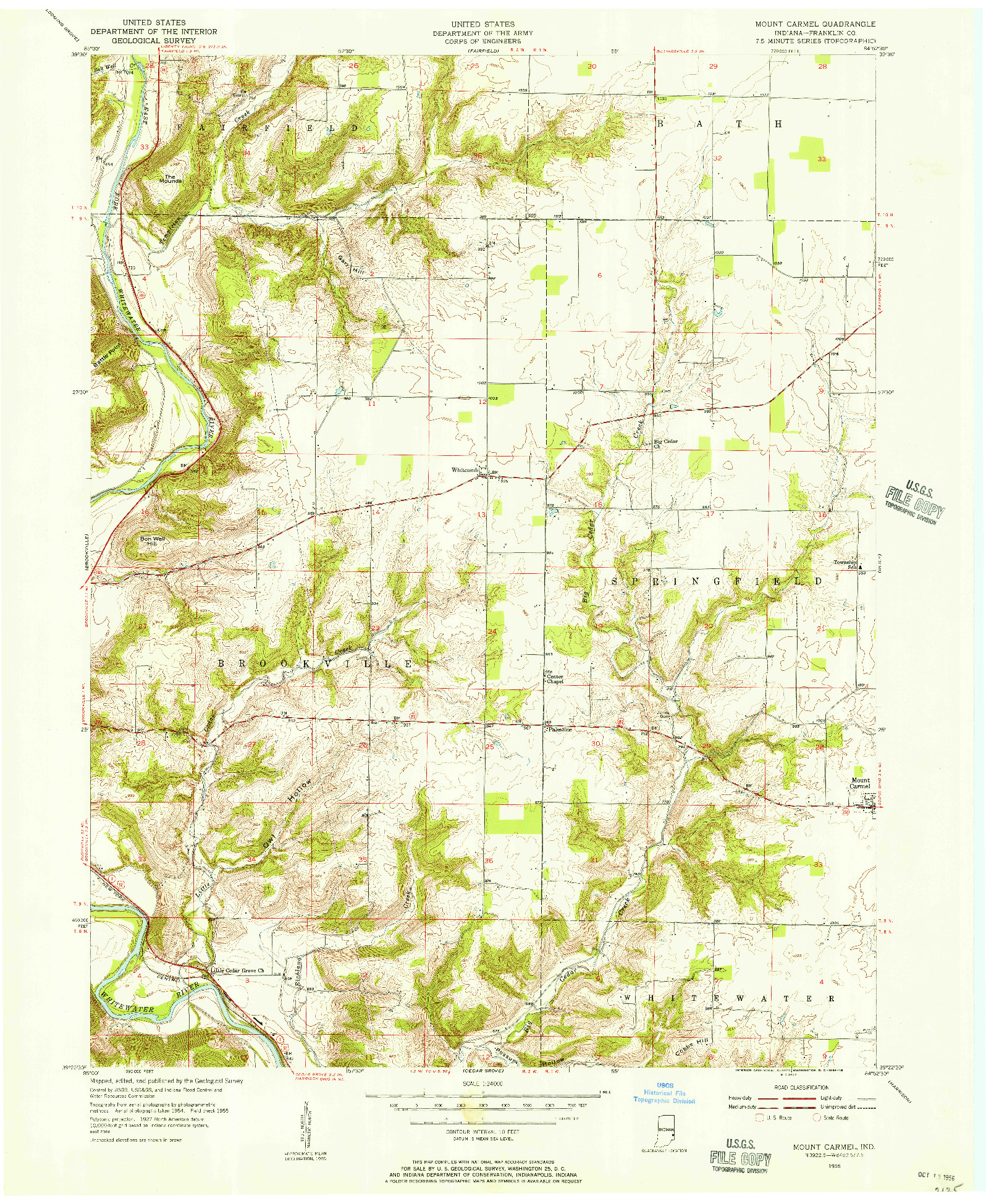 USGS 1:24000-SCALE QUADRANGLE FOR MOUNT CARMEL, IN 1955