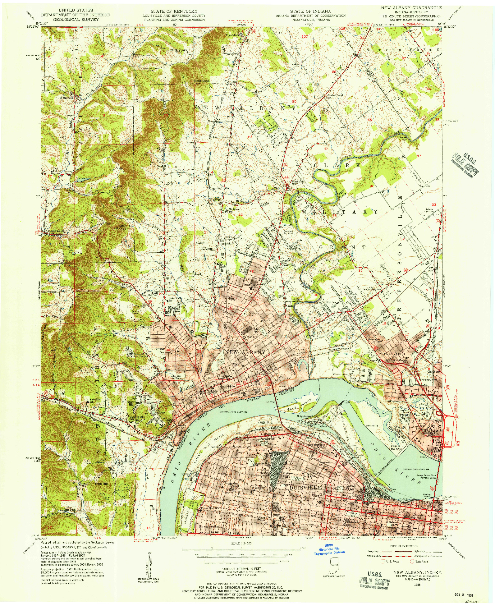 USGS 1:24000-SCALE QUADRANGLE FOR NEW ALBANY, IN 1955