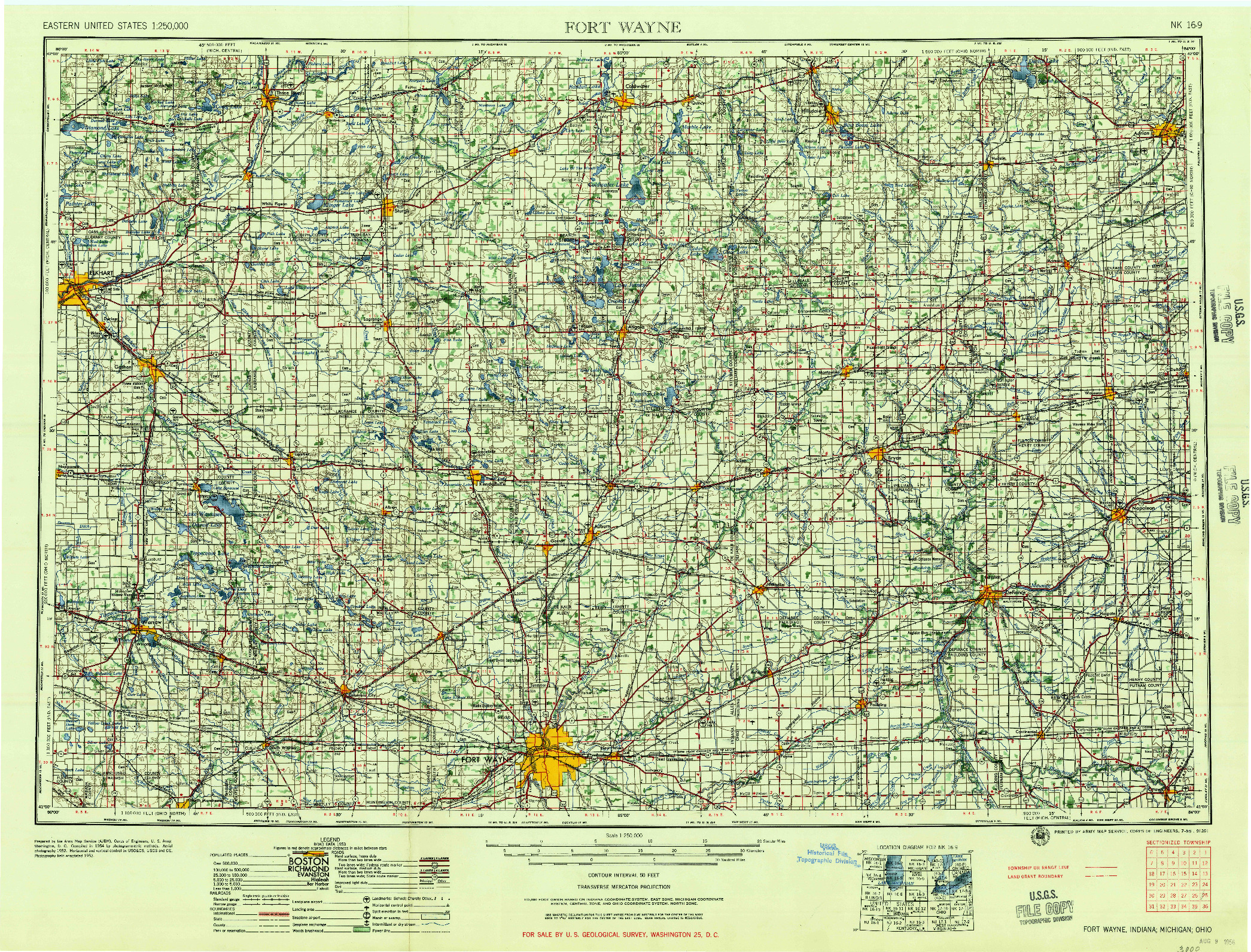 USGS 1:250000-SCALE QUADRANGLE FOR FORT WAYNE, IN 1956