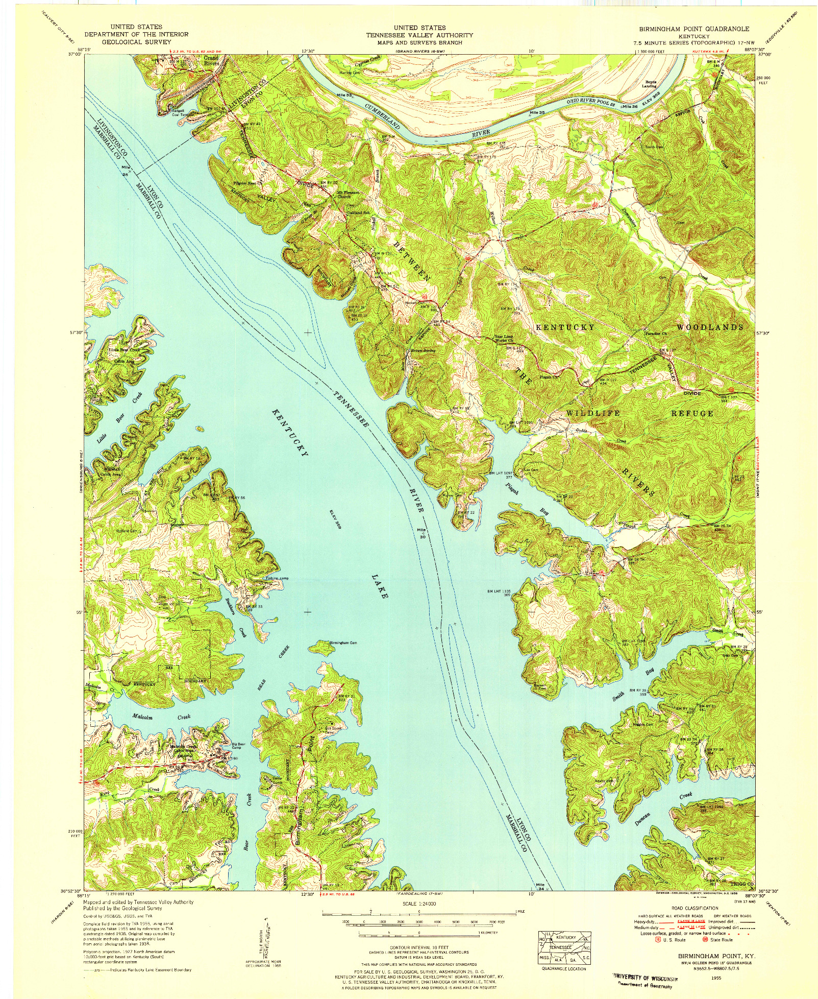 USGS 1:24000-SCALE QUADRANGLE FOR BIRMINGHAM POINT, KY 1955