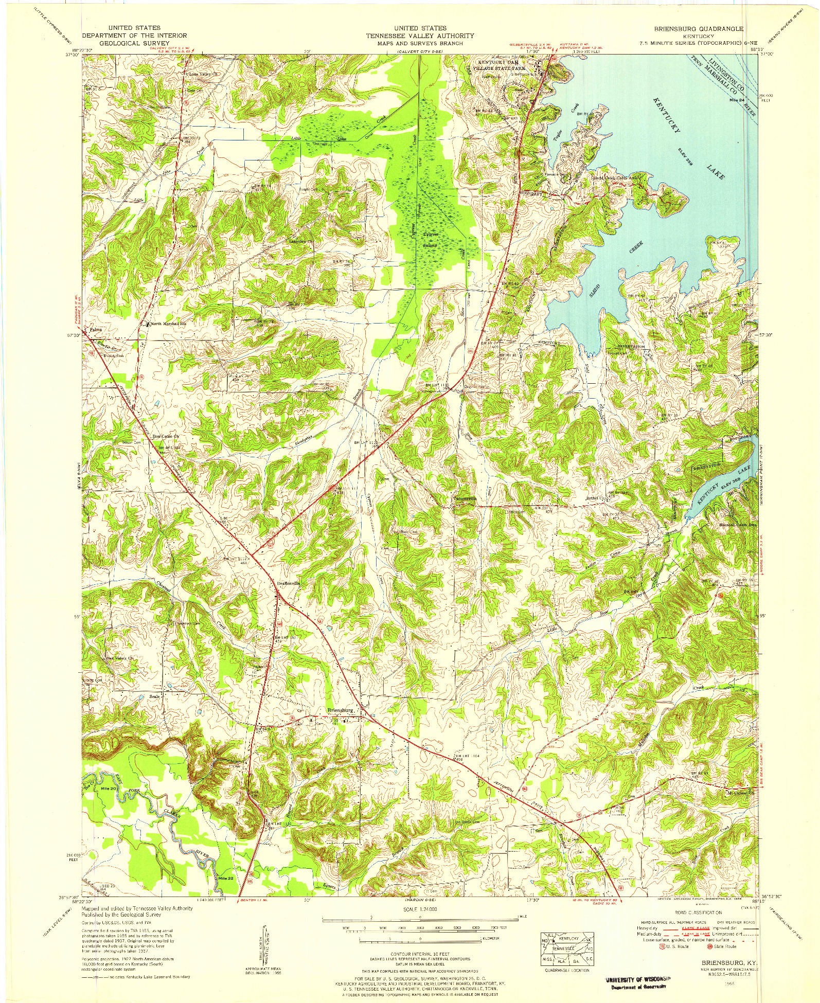 USGS 1:24000-SCALE QUADRANGLE FOR BRIENSBURG, KY 1955