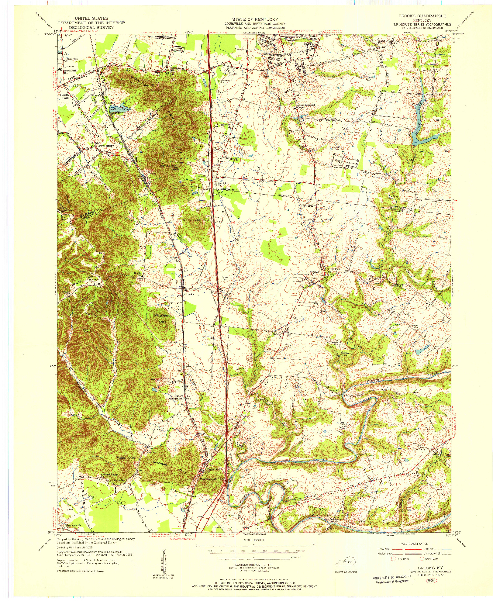USGS 1:24000-SCALE QUADRANGLE FOR BROOKS, KY 1955