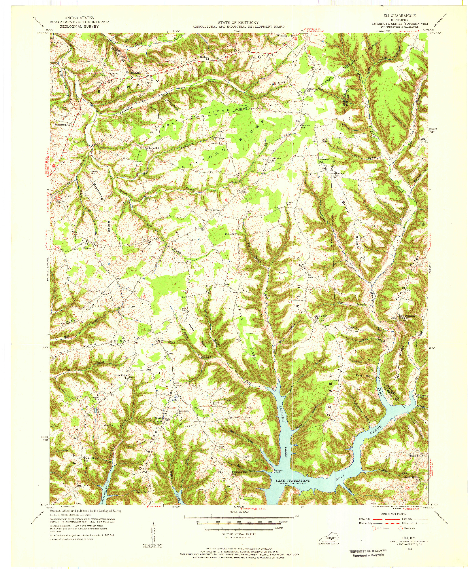 USGS 1:24000-SCALE QUADRANGLE FOR ELI, KY 1954