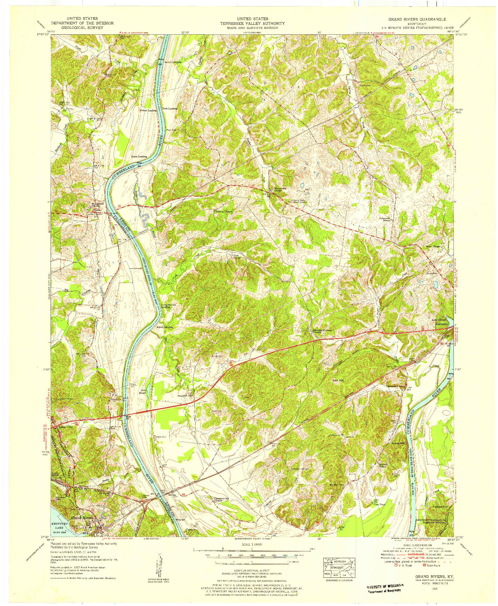 USGS 1:24000-SCALE QUADRANGLE FOR GRAND RIVERS, KY 1955